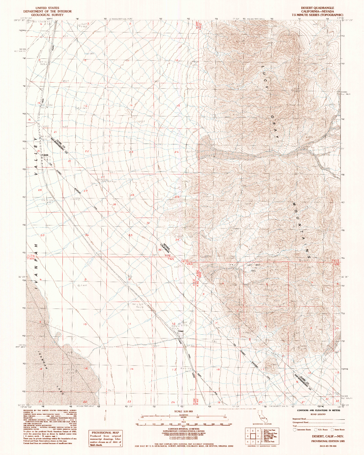 USGS 1:24000-SCALE QUADRANGLE FOR DESERT, CA 1985