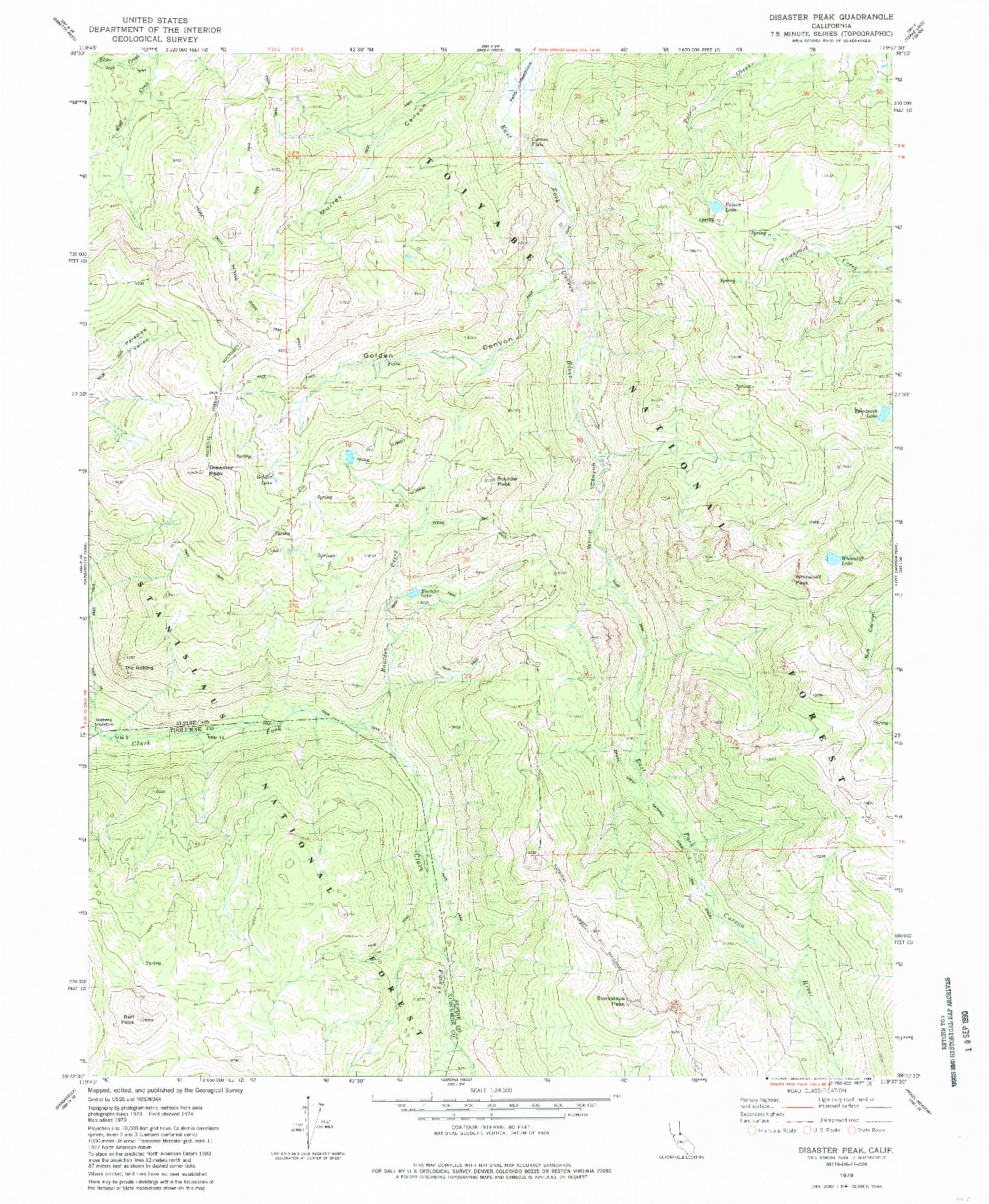 USGS 1:24000-SCALE QUADRANGLE FOR DISASTER PEAK, CA 1979