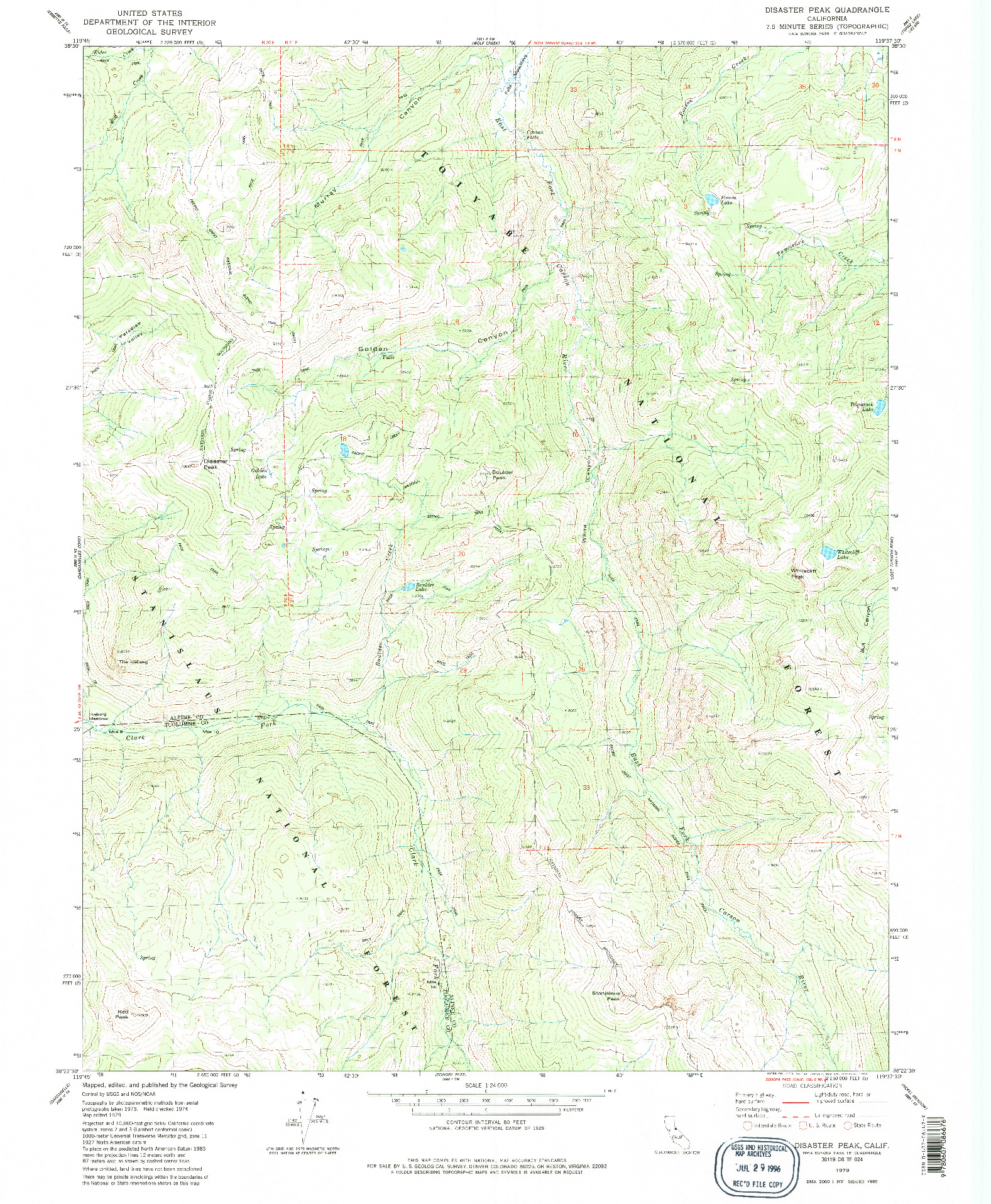 USGS 1:24000-SCALE QUADRANGLE FOR DISASTER PEAK, CA 1979