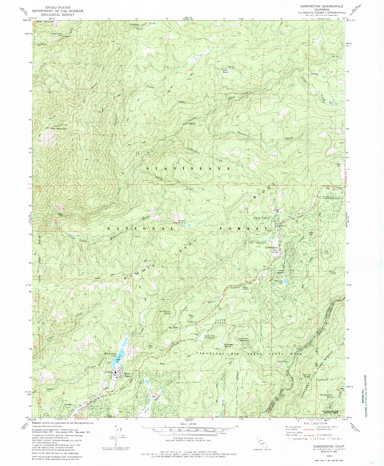 USGS 1:24000-SCALE QUADRANGLE FOR DORRINGTON, CA 1979