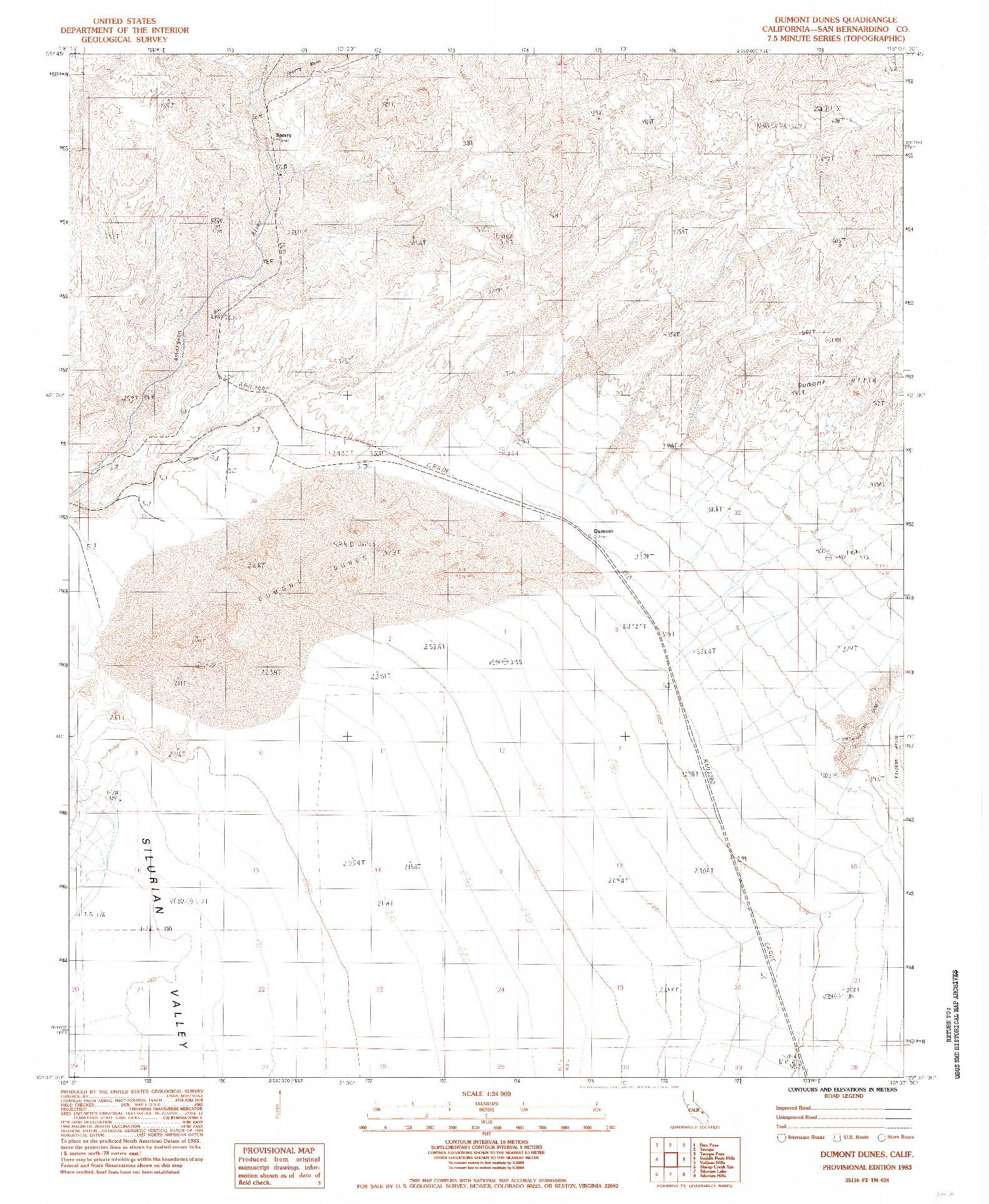 USGS 1:24000-SCALE QUADRANGLE FOR DUMONT DUNES, CA 1983