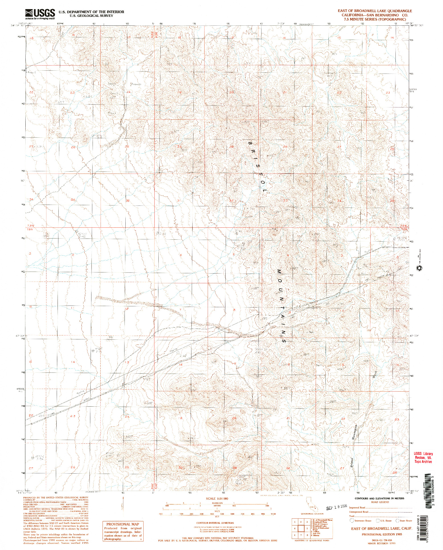 USGS 1:24000-SCALE QUADRANGLE FOR EAST OF BROADWELL LAKE, CA 1985