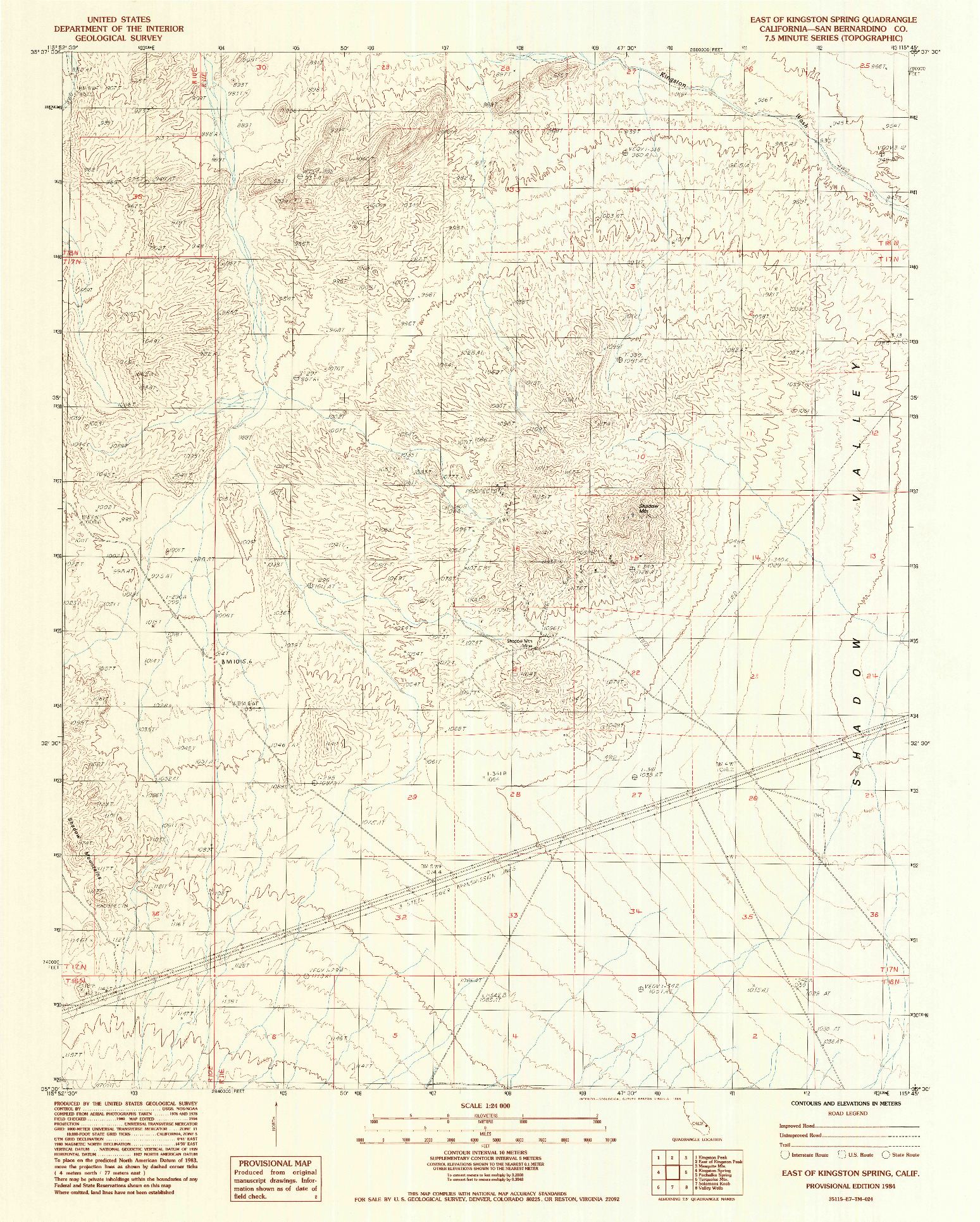 USGS 1:24000-SCALE QUADRANGLE FOR EAST OF KINGSTON SPRING, CA 1984