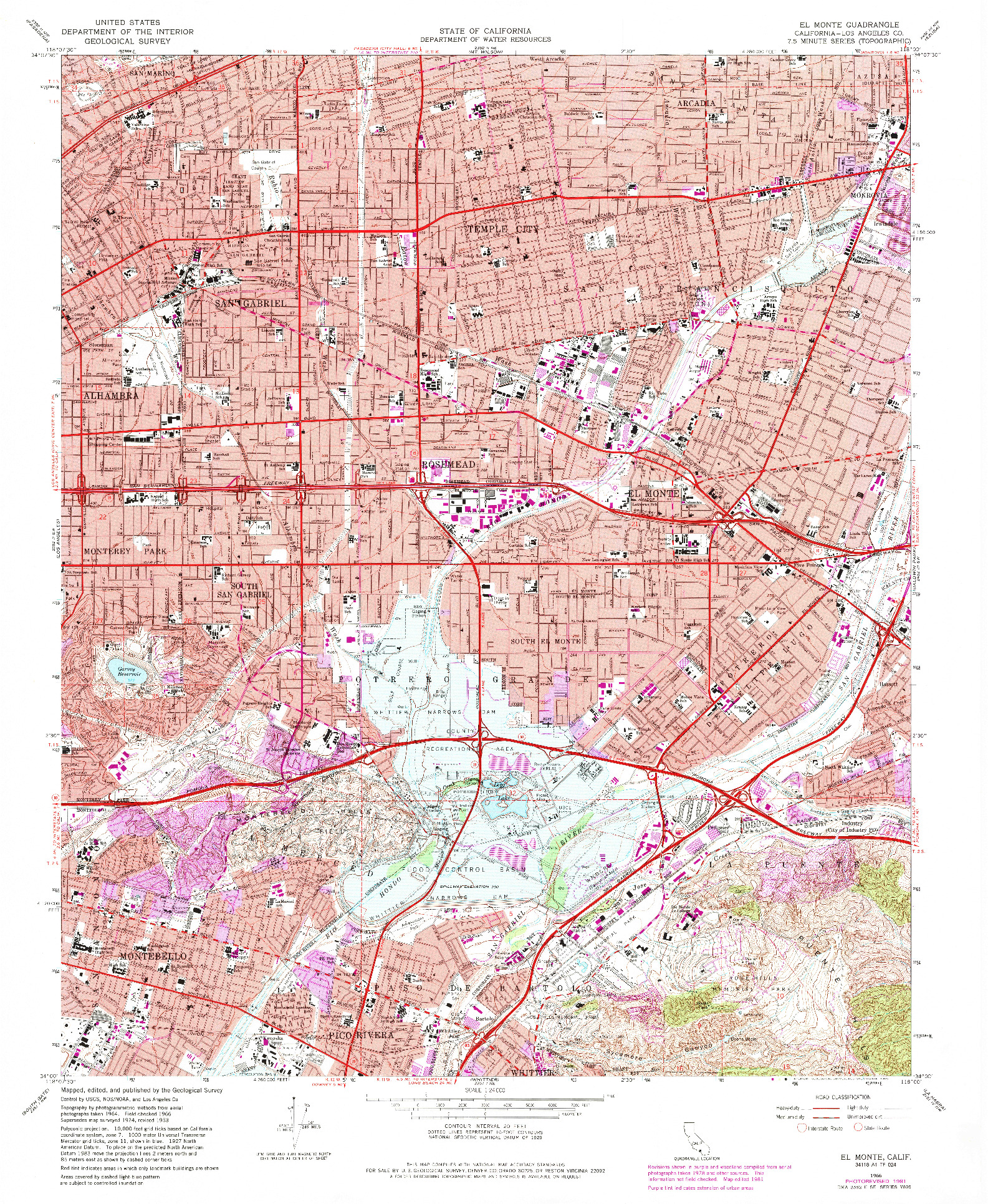 USGS 1:24000-SCALE QUADRANGLE FOR EL MONTE, CA 1966