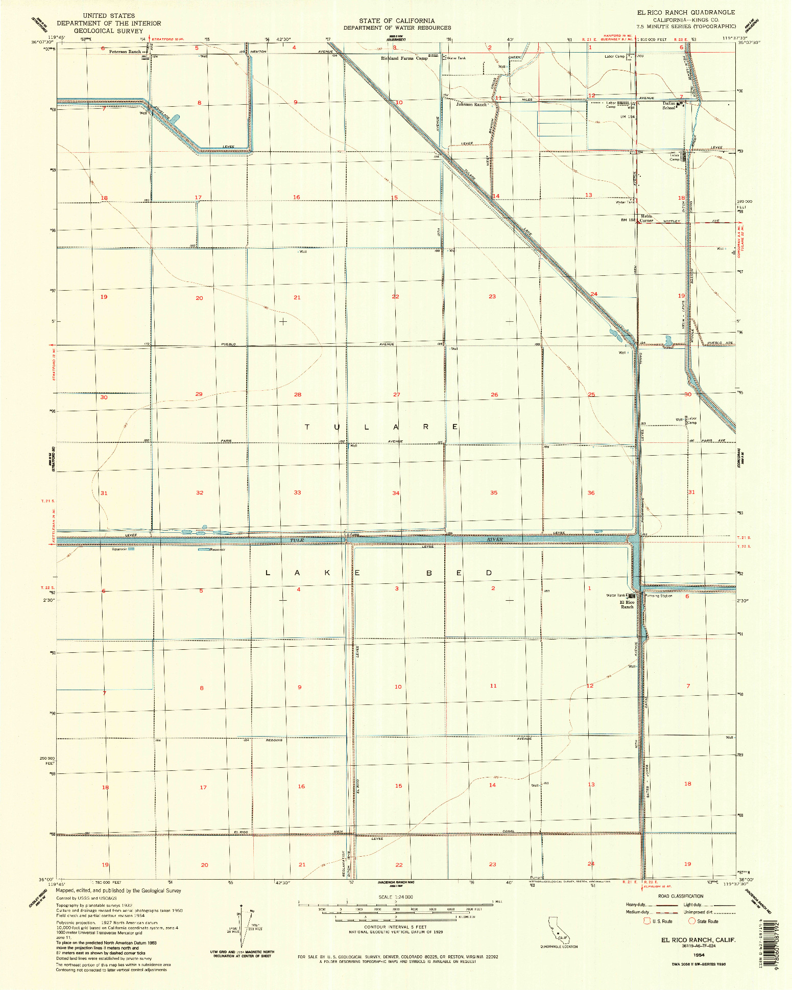 USGS 1:24000-SCALE QUADRANGLE FOR EL RICO RANCH, CA 1954