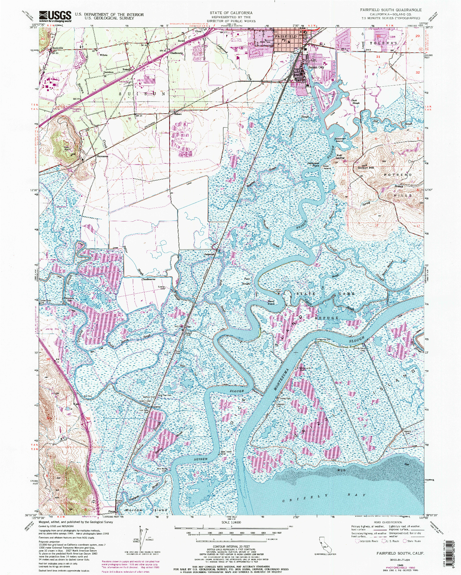 USGS 1:24000-SCALE QUADRANGLE FOR FAIRFIELD SOUTH, CA 1949