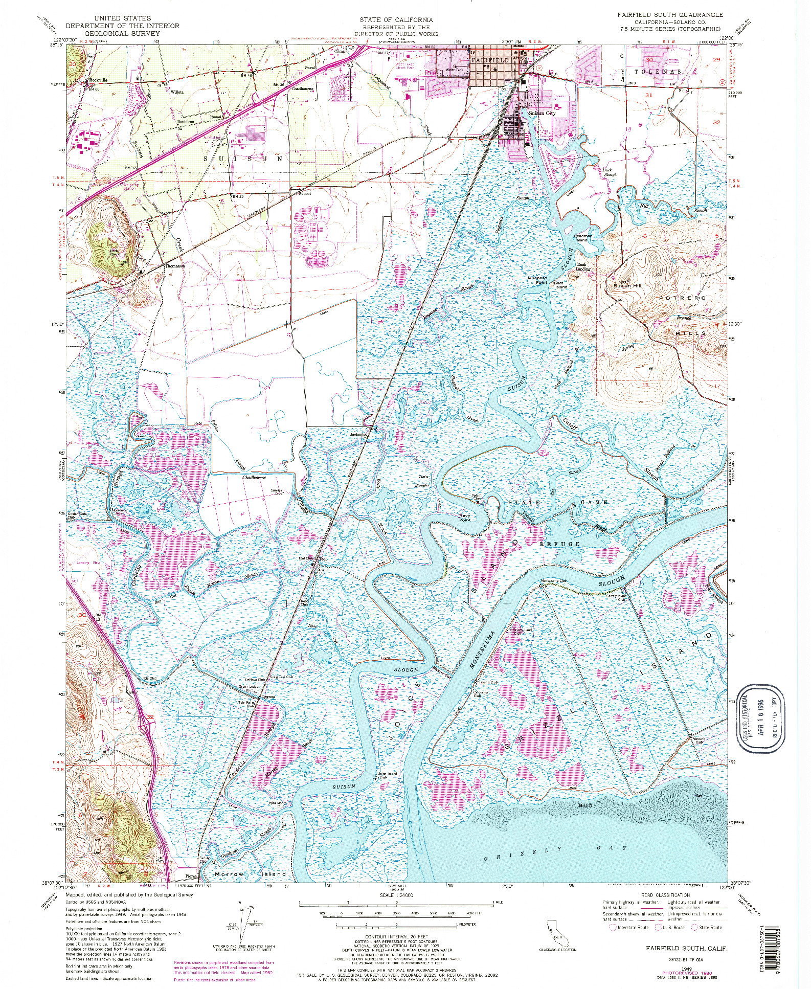 USGS 1:24000-SCALE QUADRANGLE FOR FAIRFIELD SOUTH, CA 1949