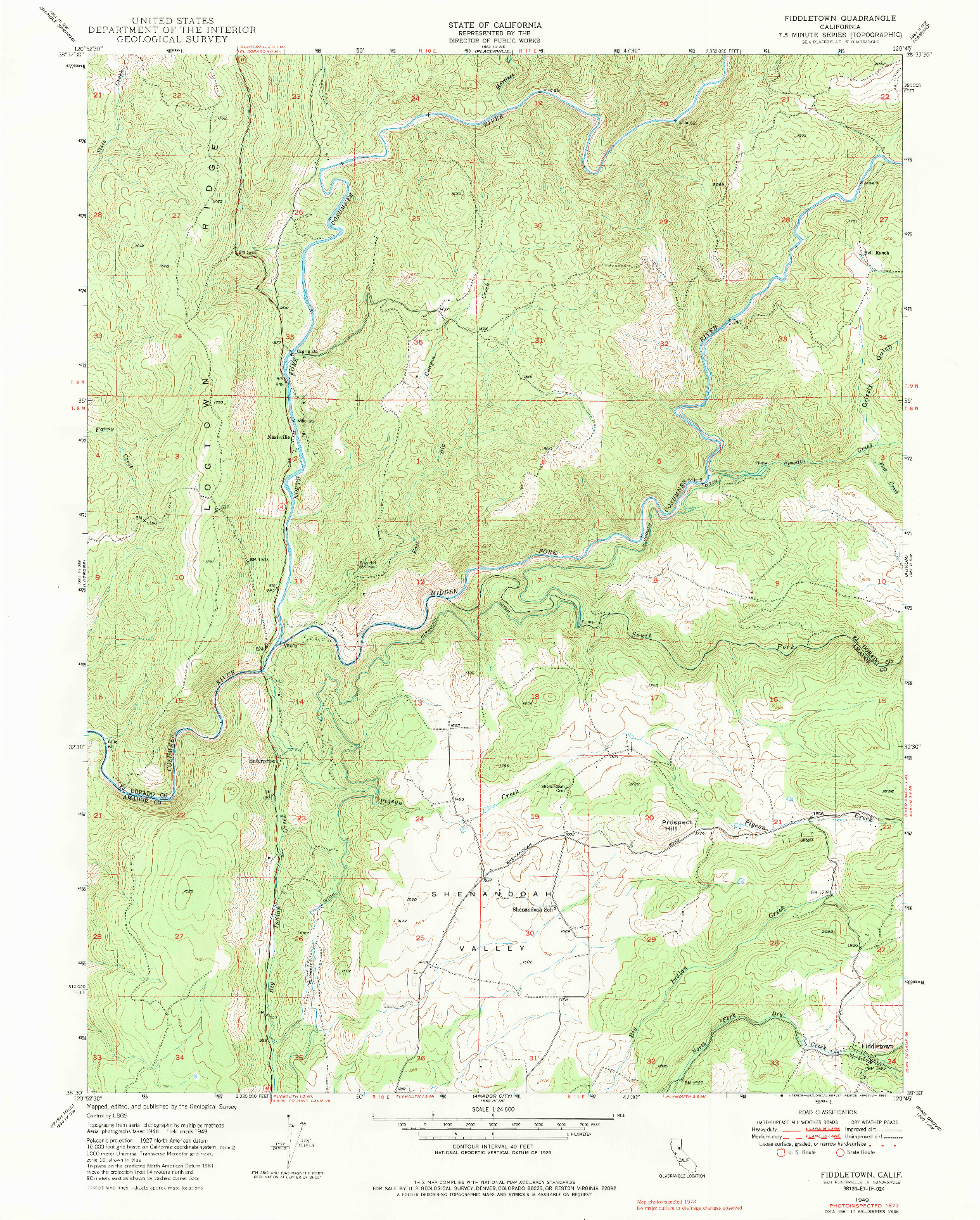 USGS 1:24000-SCALE QUADRANGLE FOR FIDDLETOWN, CA 1949