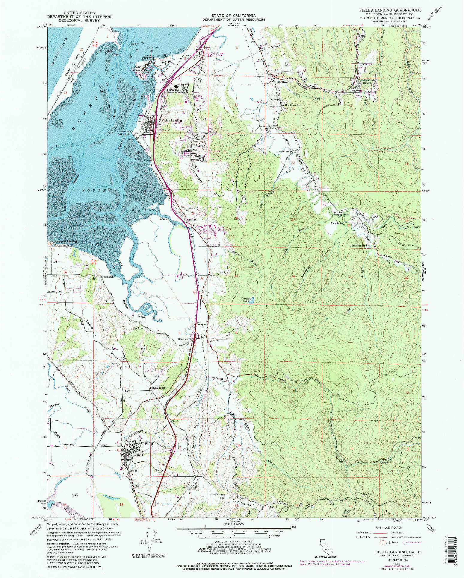 USGS 1:24000-SCALE QUADRANGLE FOR FIELDS LANDING, CA 1959