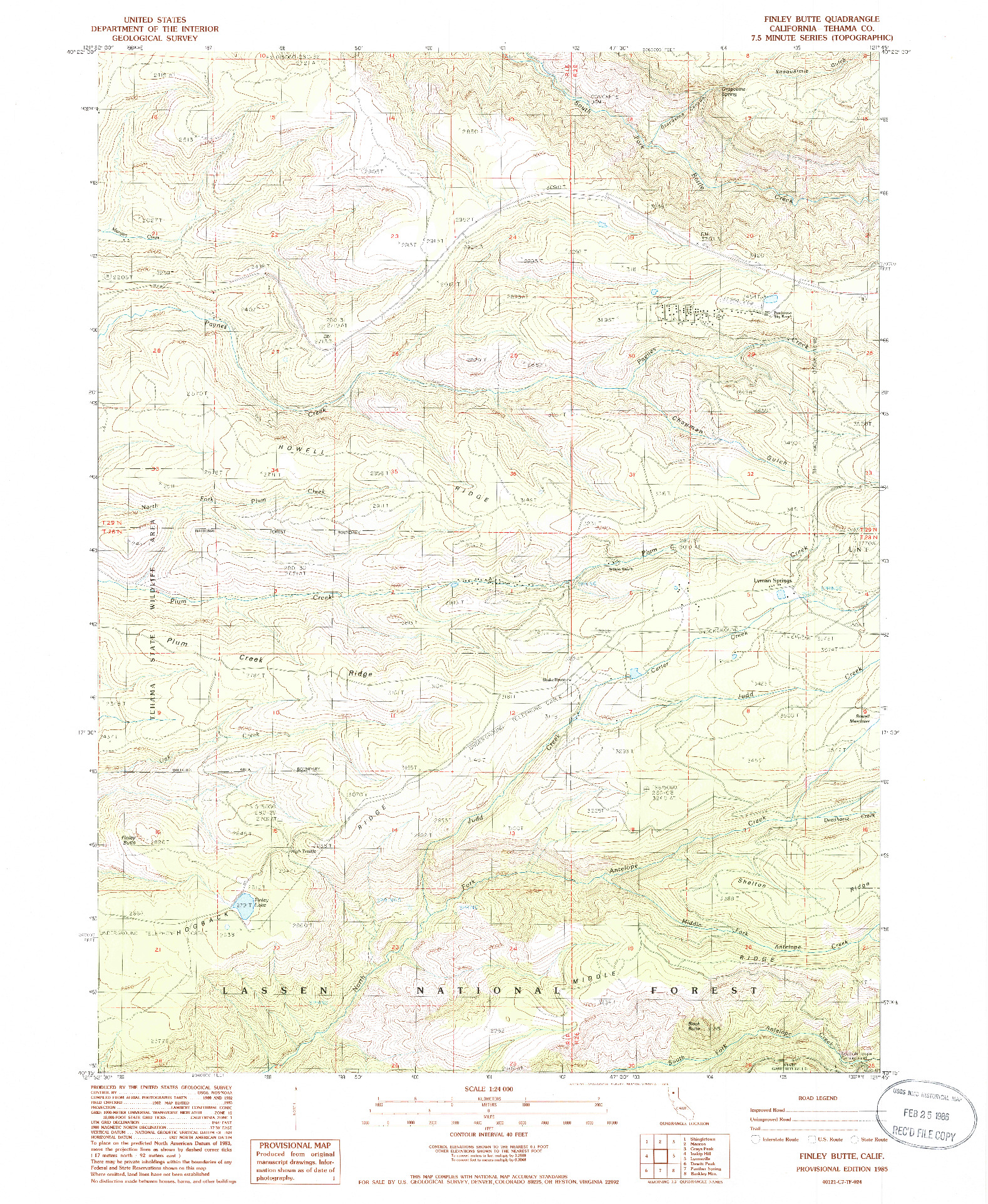 USGS 1:24000-SCALE QUADRANGLE FOR FINLEY BUTTE, CA 1985
