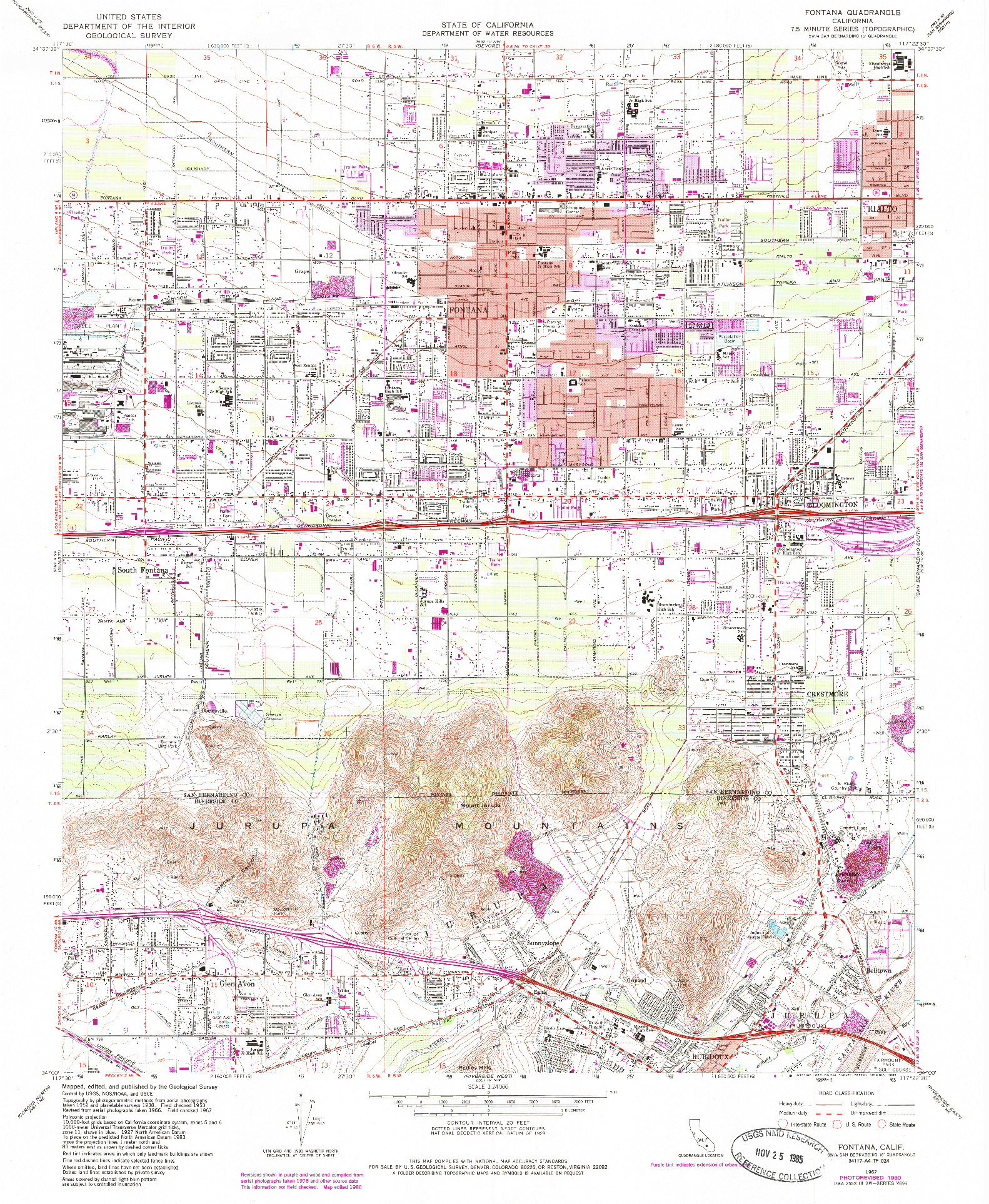 USGS 1:24000-SCALE QUADRANGLE FOR FONTANA, CA 1967