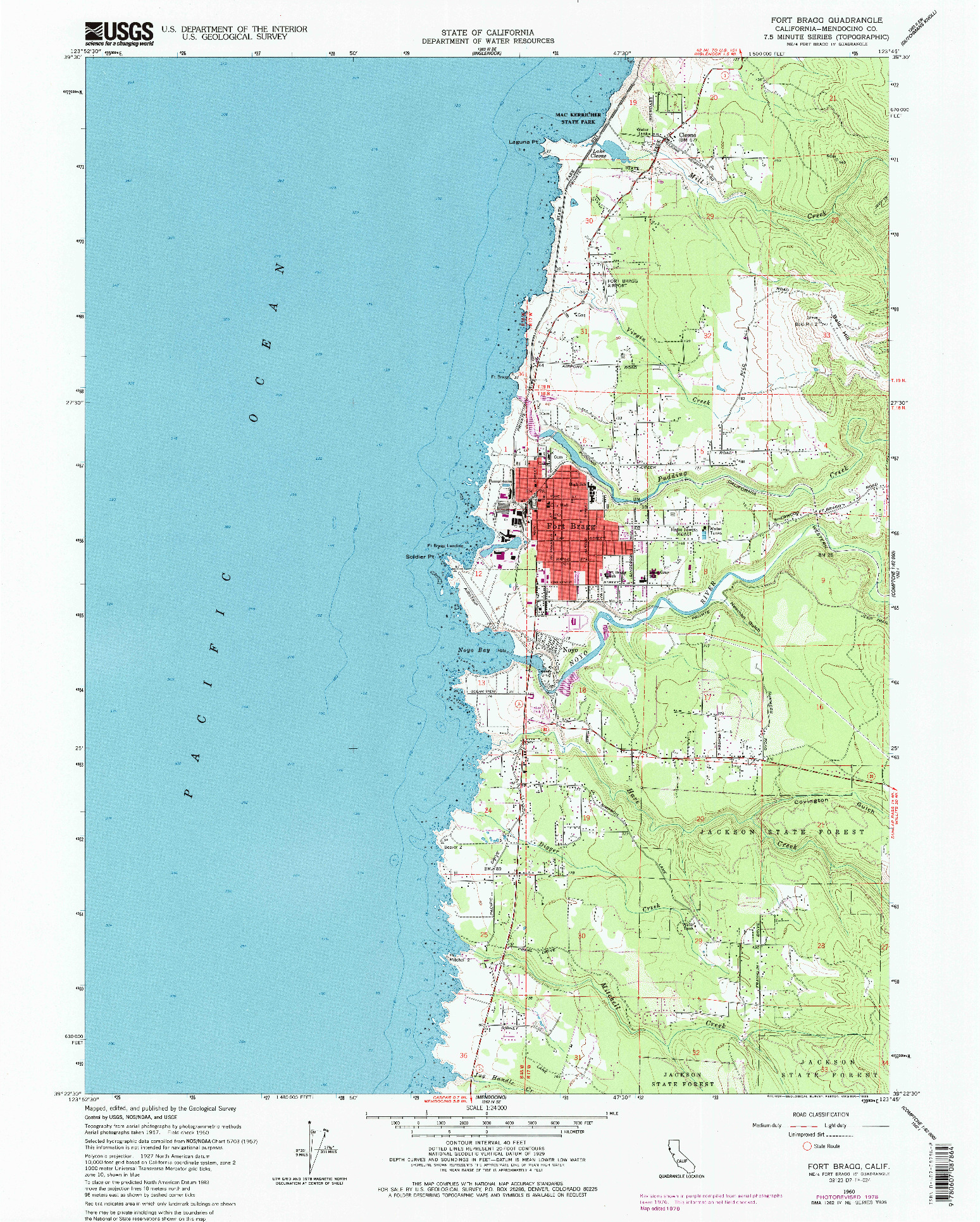 USGS 1:24000-SCALE QUADRANGLE FOR FORT BRAGG, CA 1960