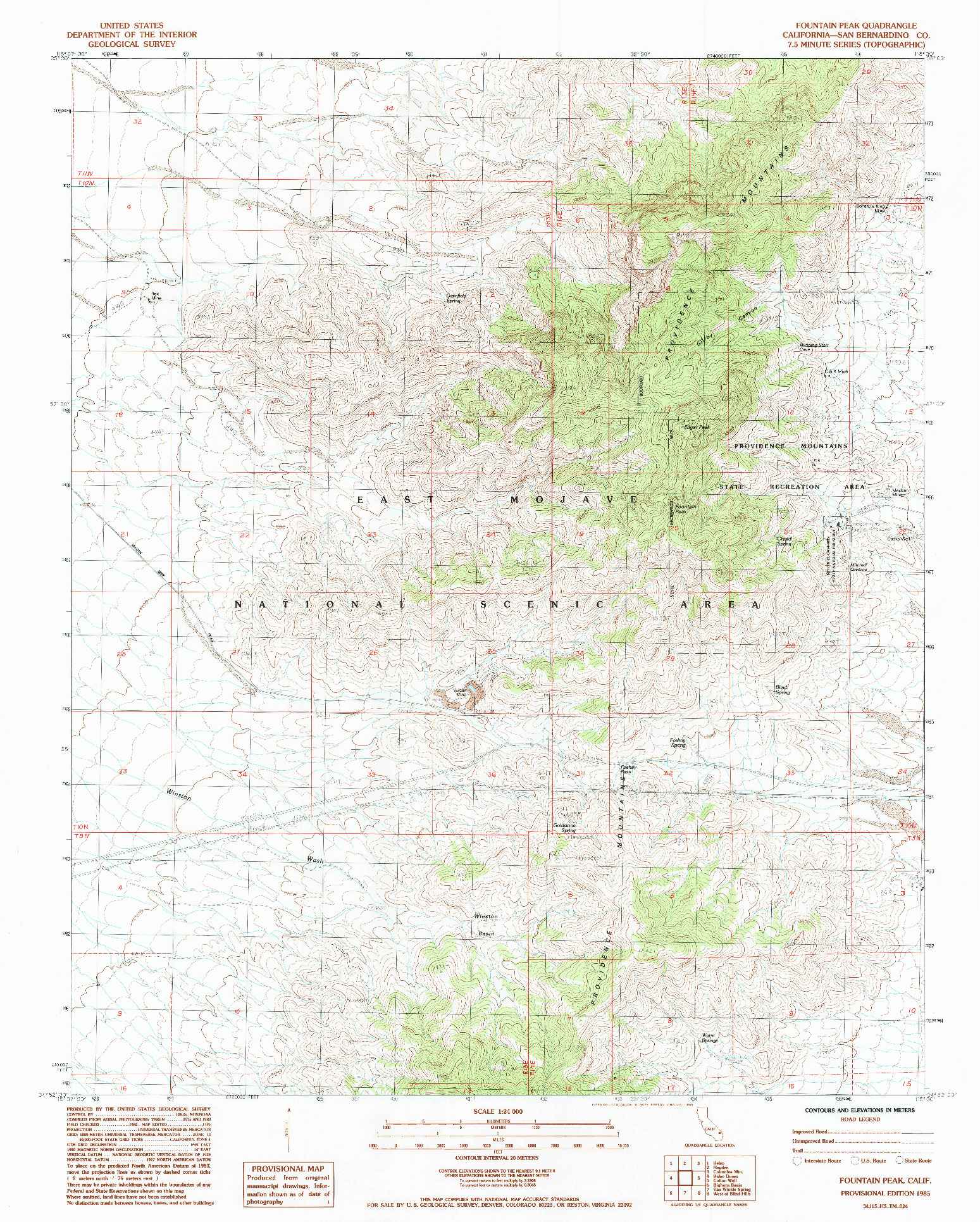 USGS 1:24000-SCALE QUADRANGLE FOR FOUNTAIN PEAK, CA 1985