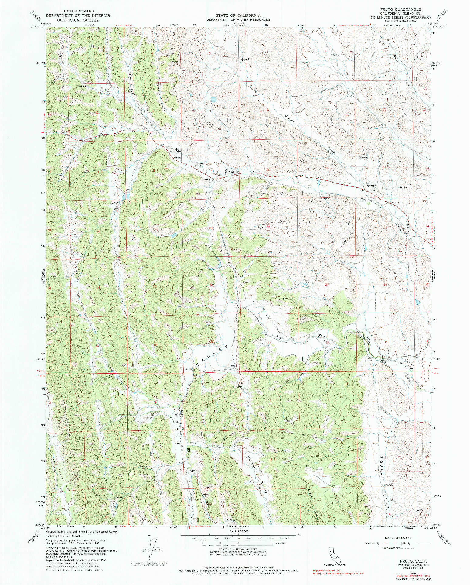 USGS 1:24000-SCALE QUADRANGLE FOR FRUTO, CA 1968