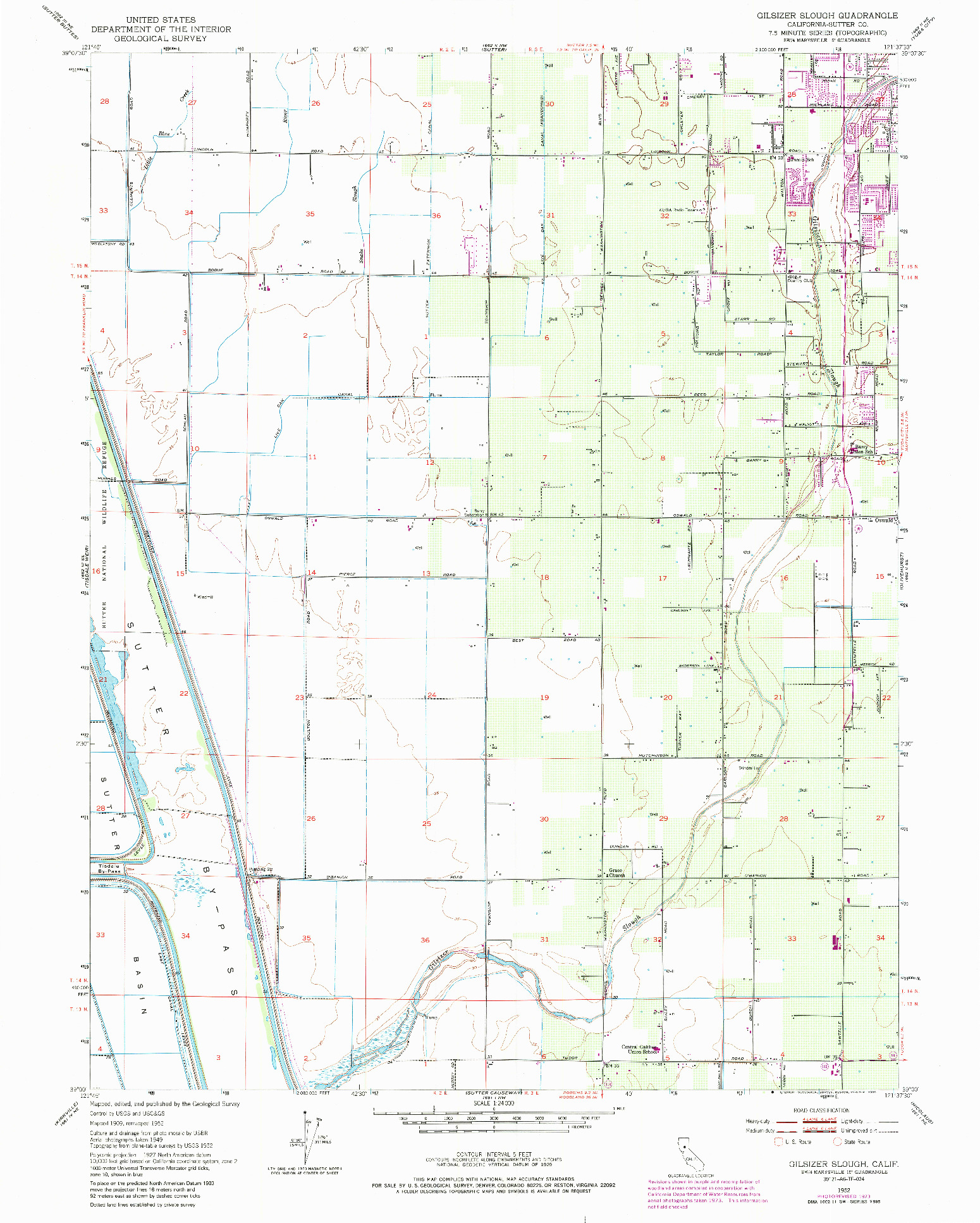 USGS 1:24000-SCALE QUADRANGLE FOR GILSIZER SLOUGH, CA 1952