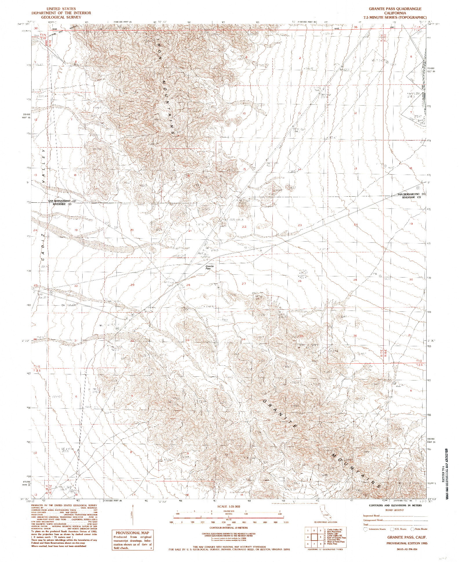 USGS 1:24000-SCALE QUADRANGLE FOR GRANITE PASS, CA 1985