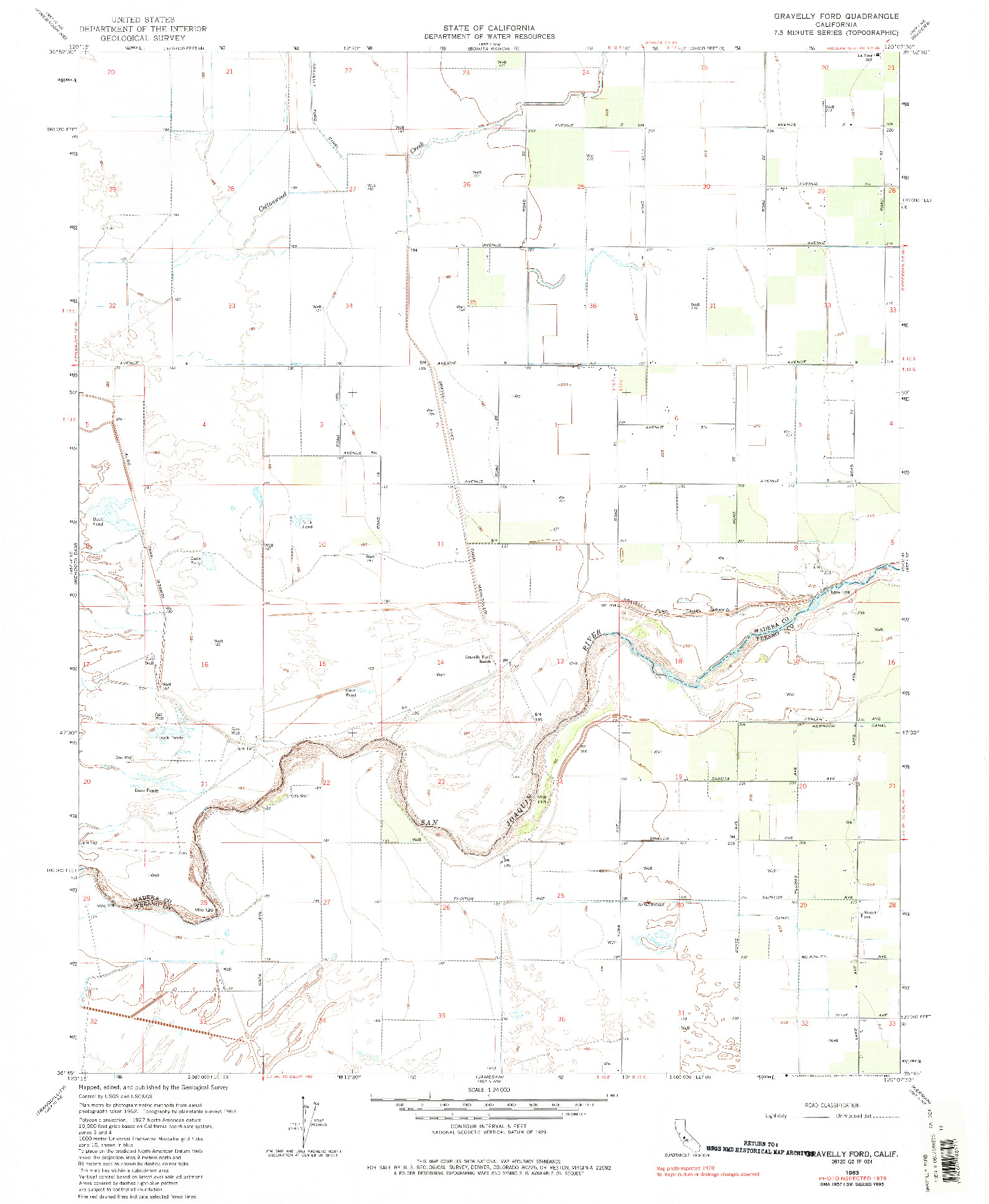 USGS 1:24000-SCALE QUADRANGLE FOR GRAVELLY FORD, CA 1963