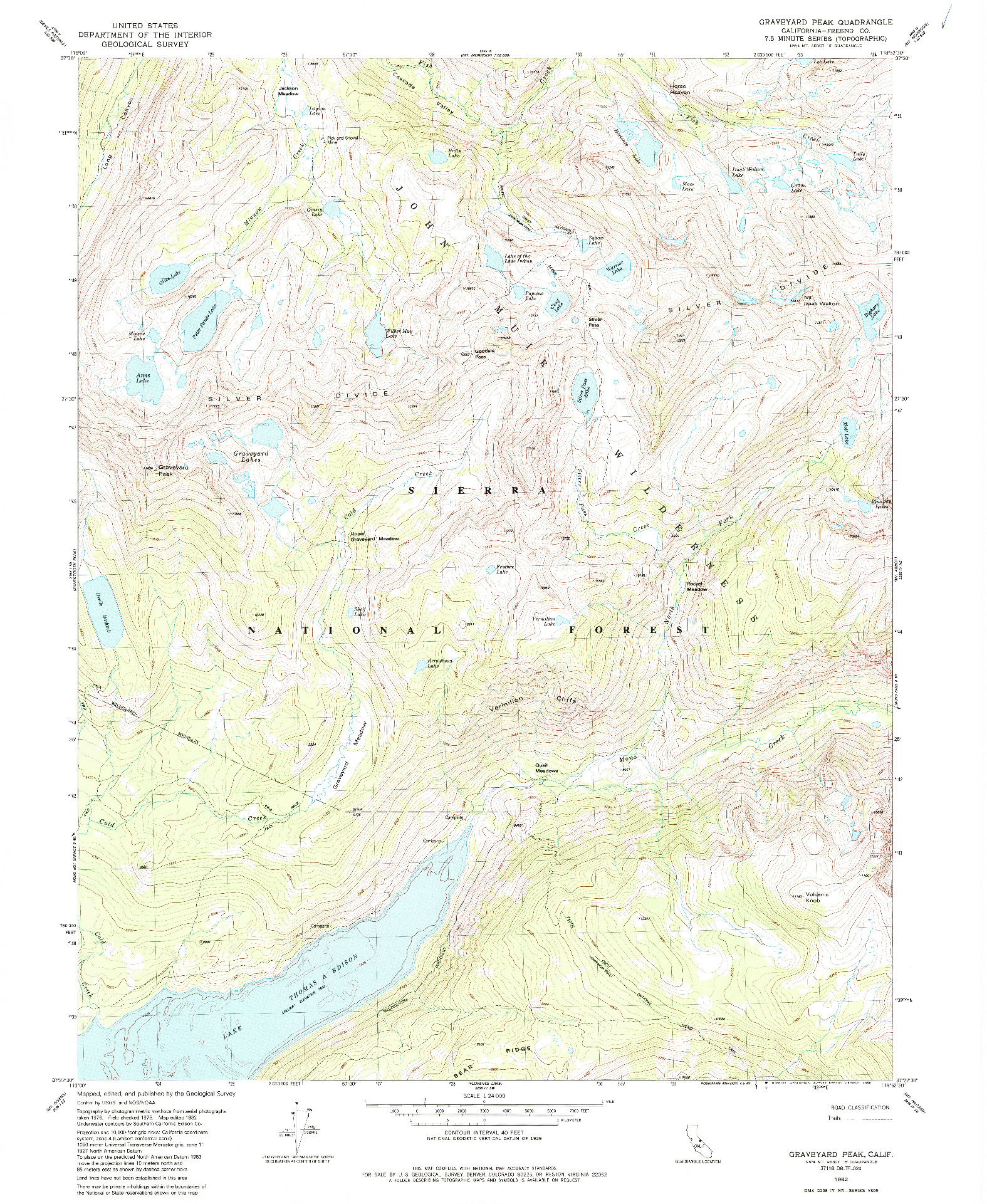 USGS 1:24000-SCALE QUADRANGLE FOR GRAVEYARD PEAK, CA 1982