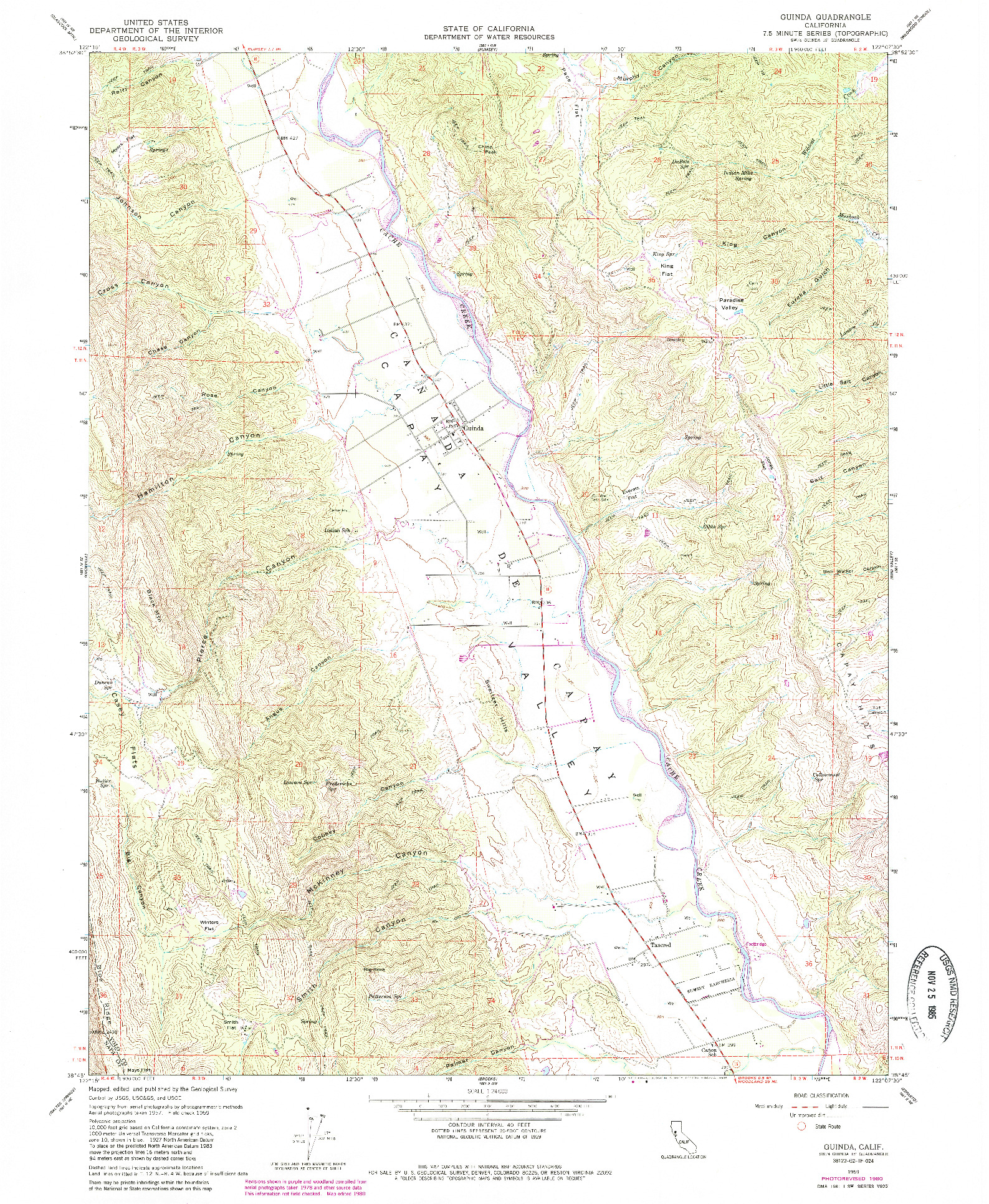 USGS 1:24000-SCALE QUADRANGLE FOR GUINDA, CA 1959