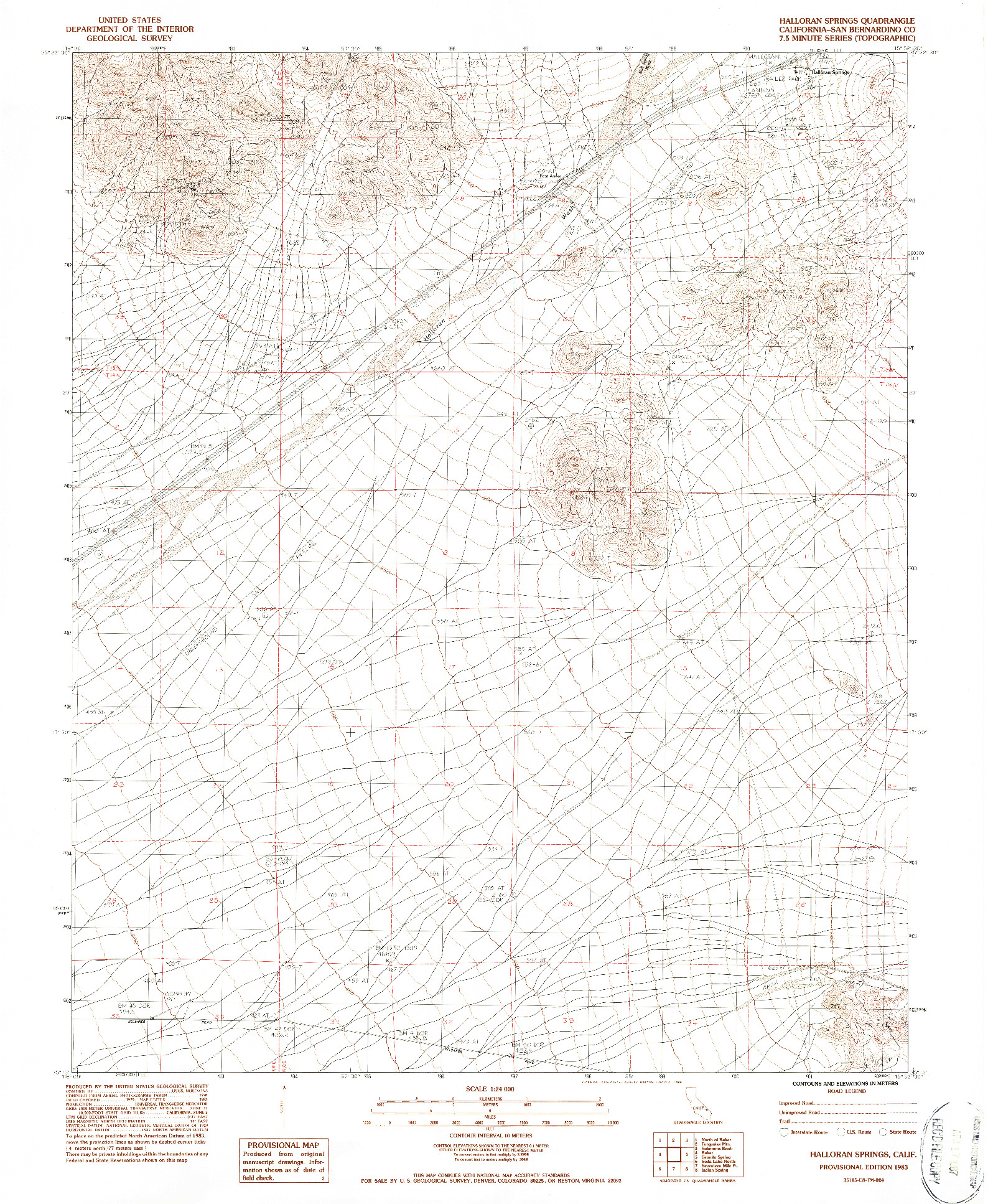 USGS 1:24000-SCALE QUADRANGLE FOR HALLORAN SPRINGS, CA 1983