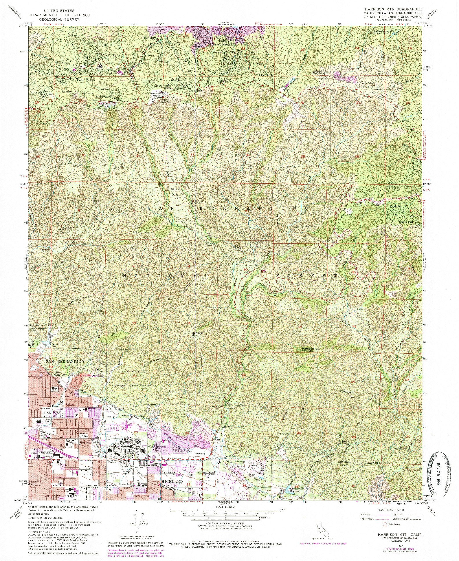 USGS 1:24000-SCALE QUADRANGLE FOR HARRISON MTN., CA 1967