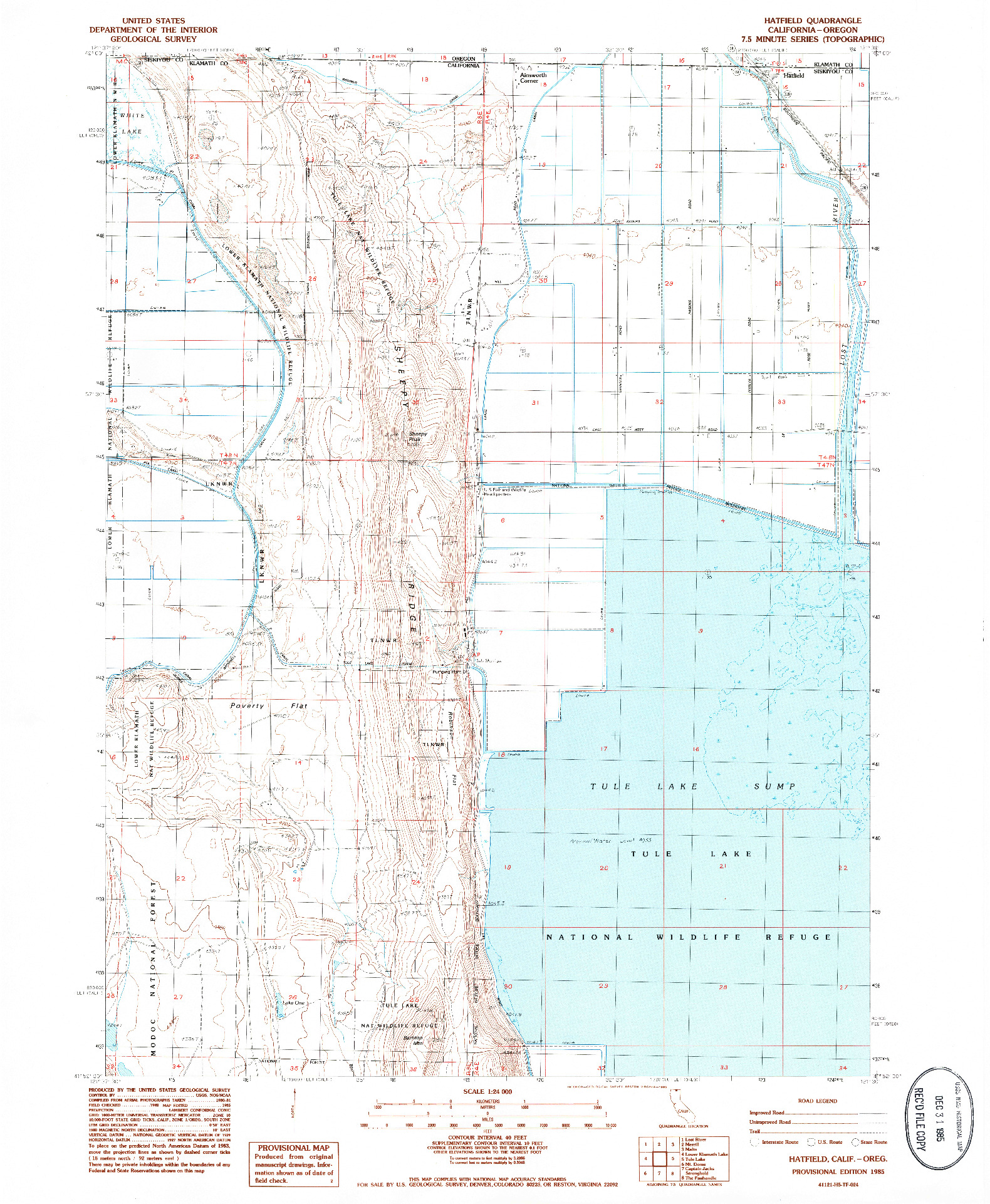 USGS 1:24000-SCALE QUADRANGLE FOR HATFIELD, CA 1985