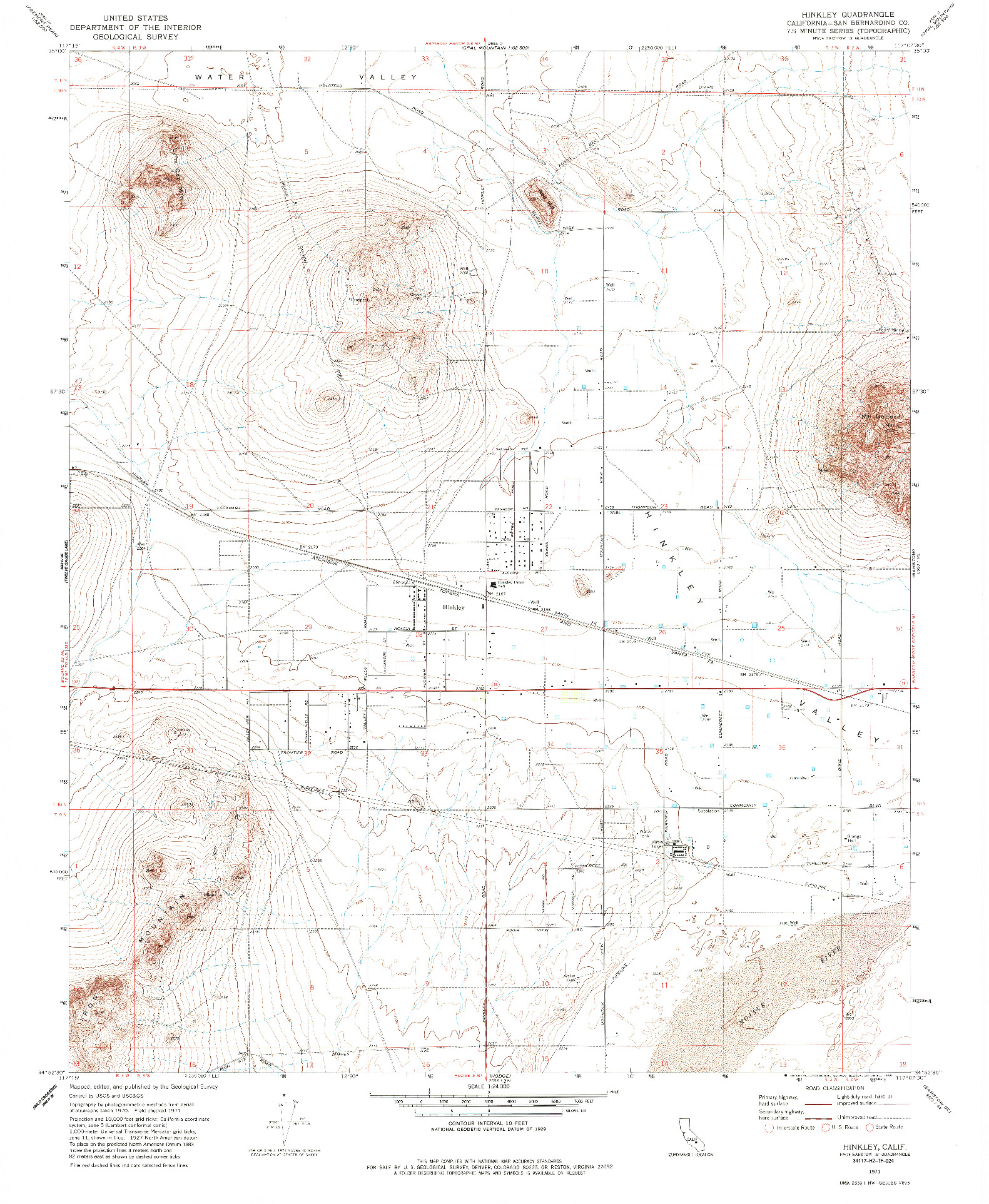 USGS 1:24000-SCALE QUADRANGLE FOR HINKLEY, CA 1971