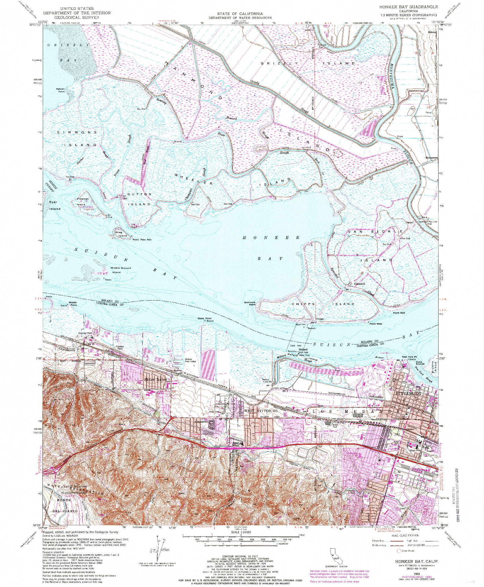 USGS 1:24000-SCALE QUADRANGLE FOR HONKER BAY, CA 1953