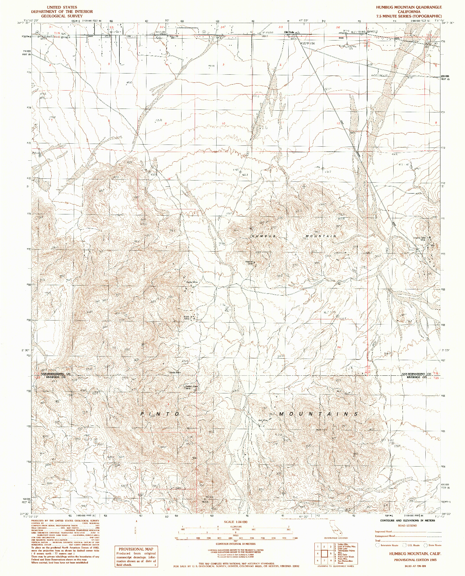 USGS 1:24000-SCALE QUADRANGLE FOR HUMBUG MOUNTAIN, CA 1985