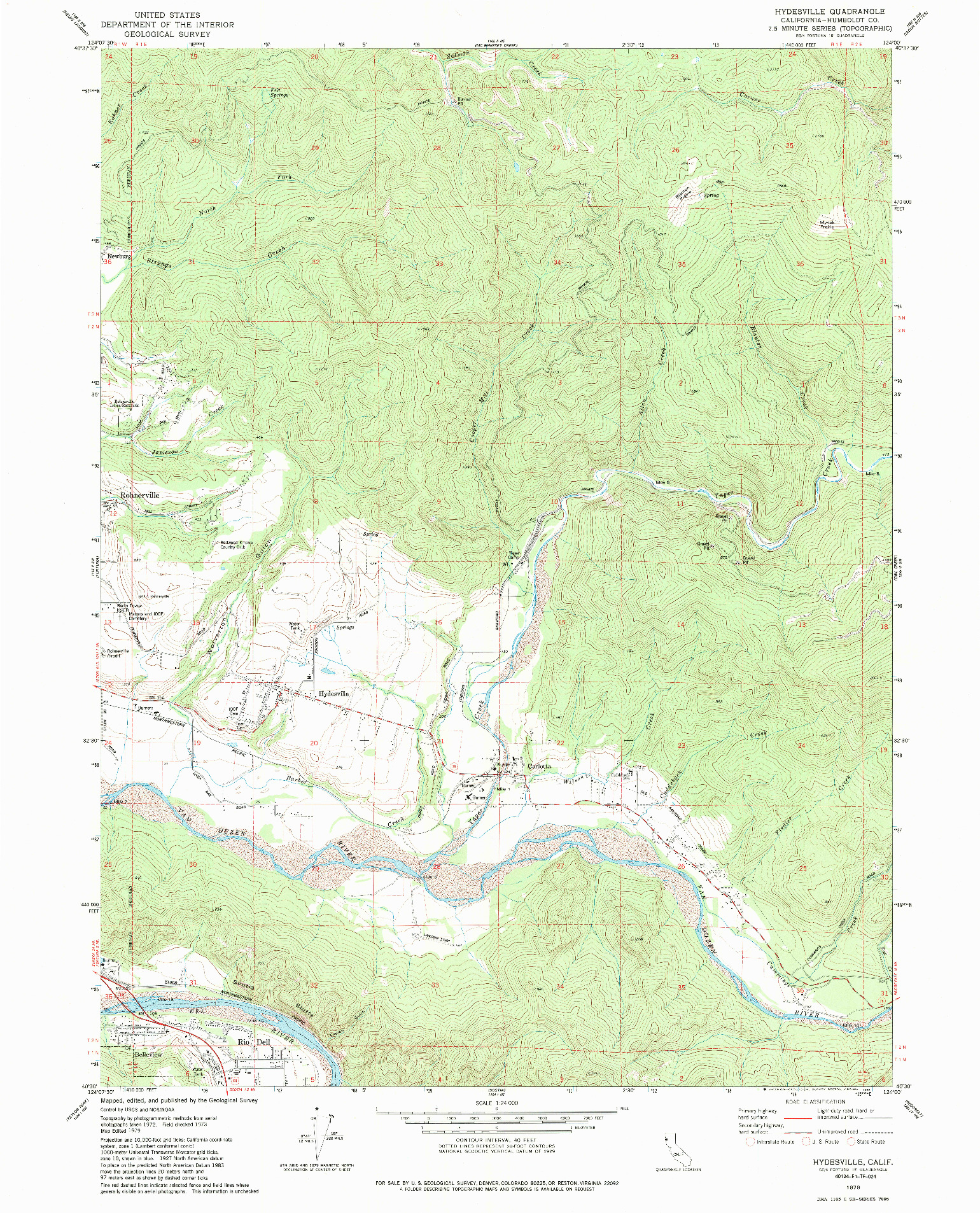USGS 1:24000-SCALE QUADRANGLE FOR HYDESVILLE, CA 1979
