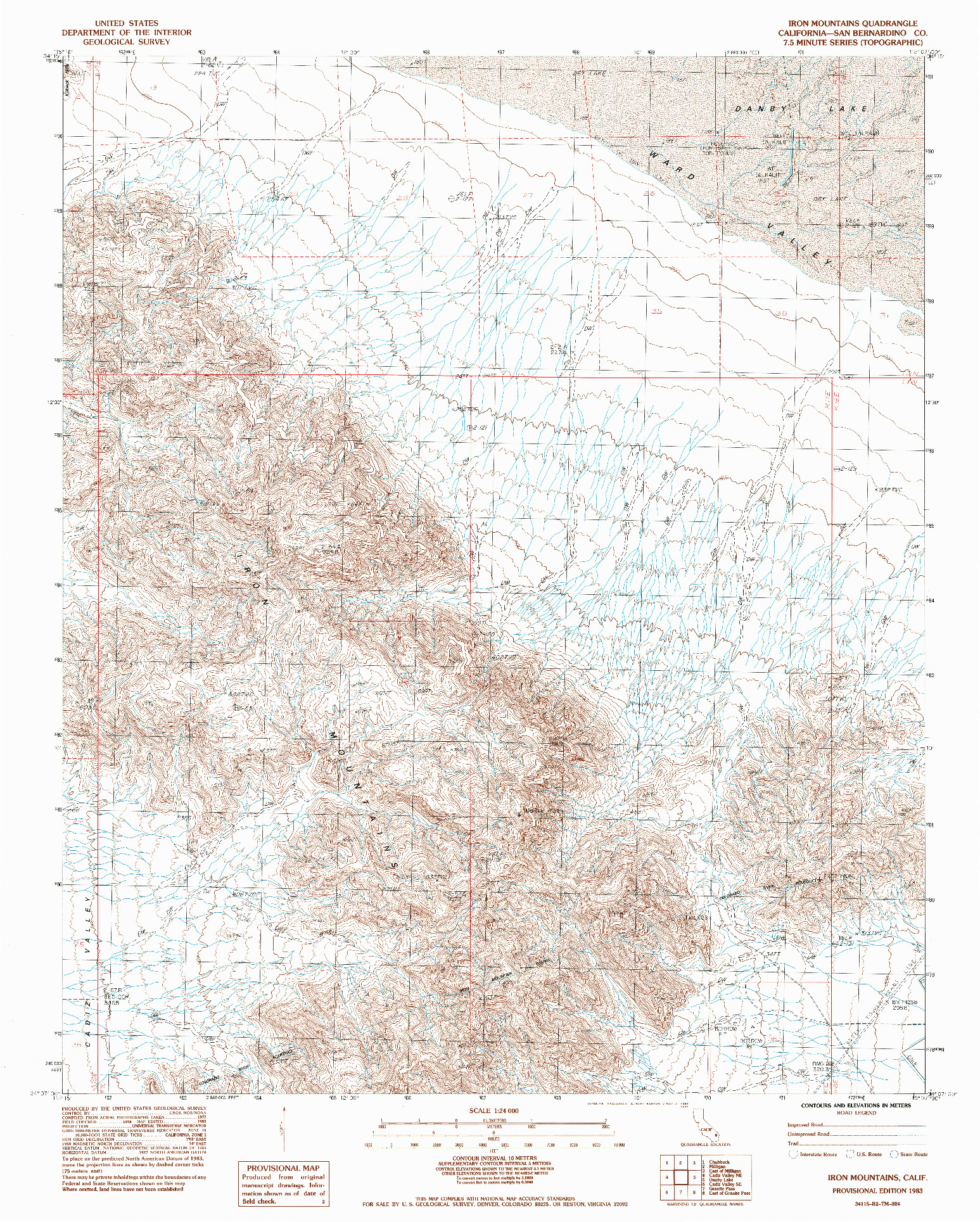 USGS 1:24000-SCALE QUADRANGLE FOR IRON MOUNTAINS, CA 1983