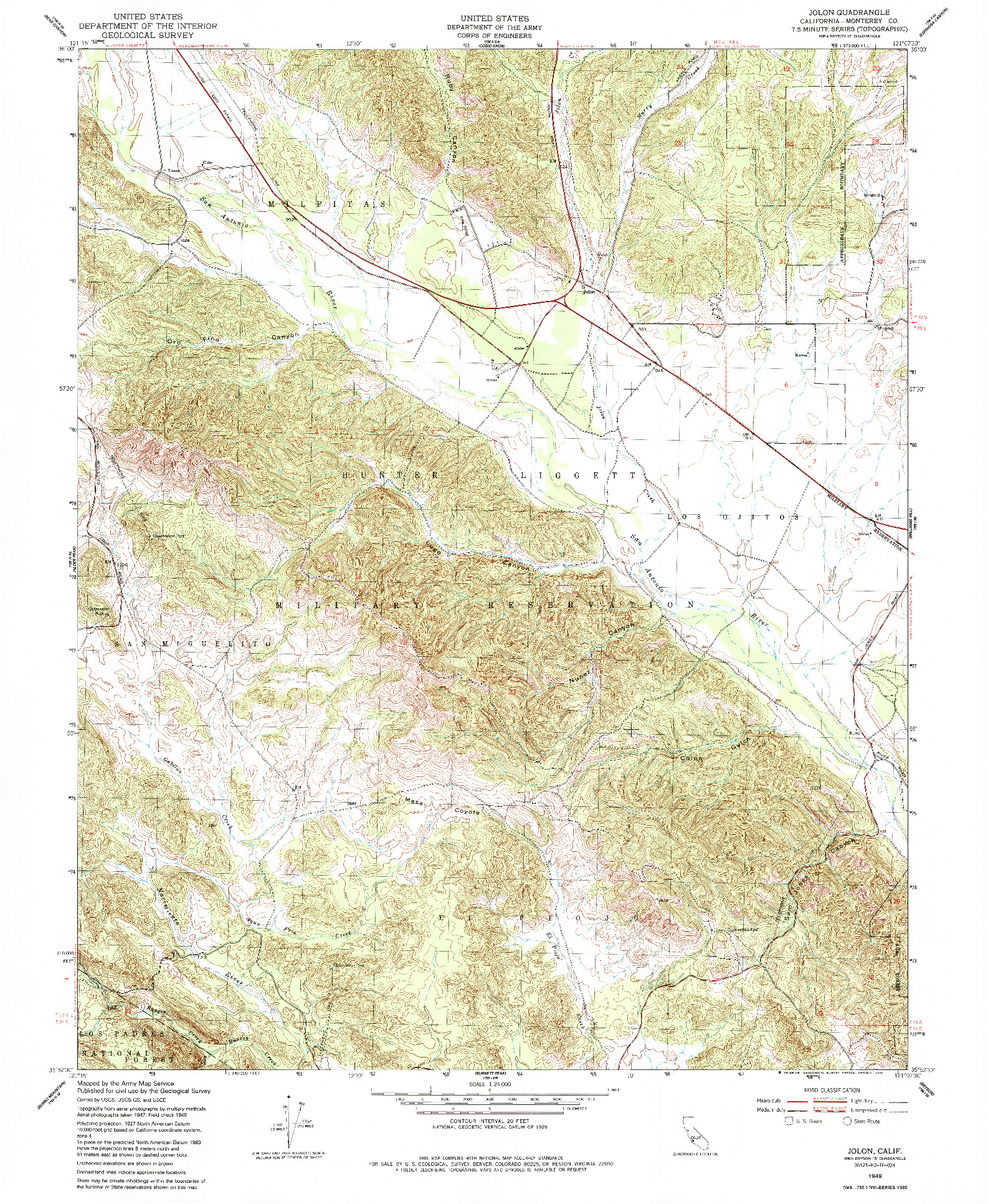 USGS 1:24000-SCALE QUADRANGLE FOR JOLON, CA 1949