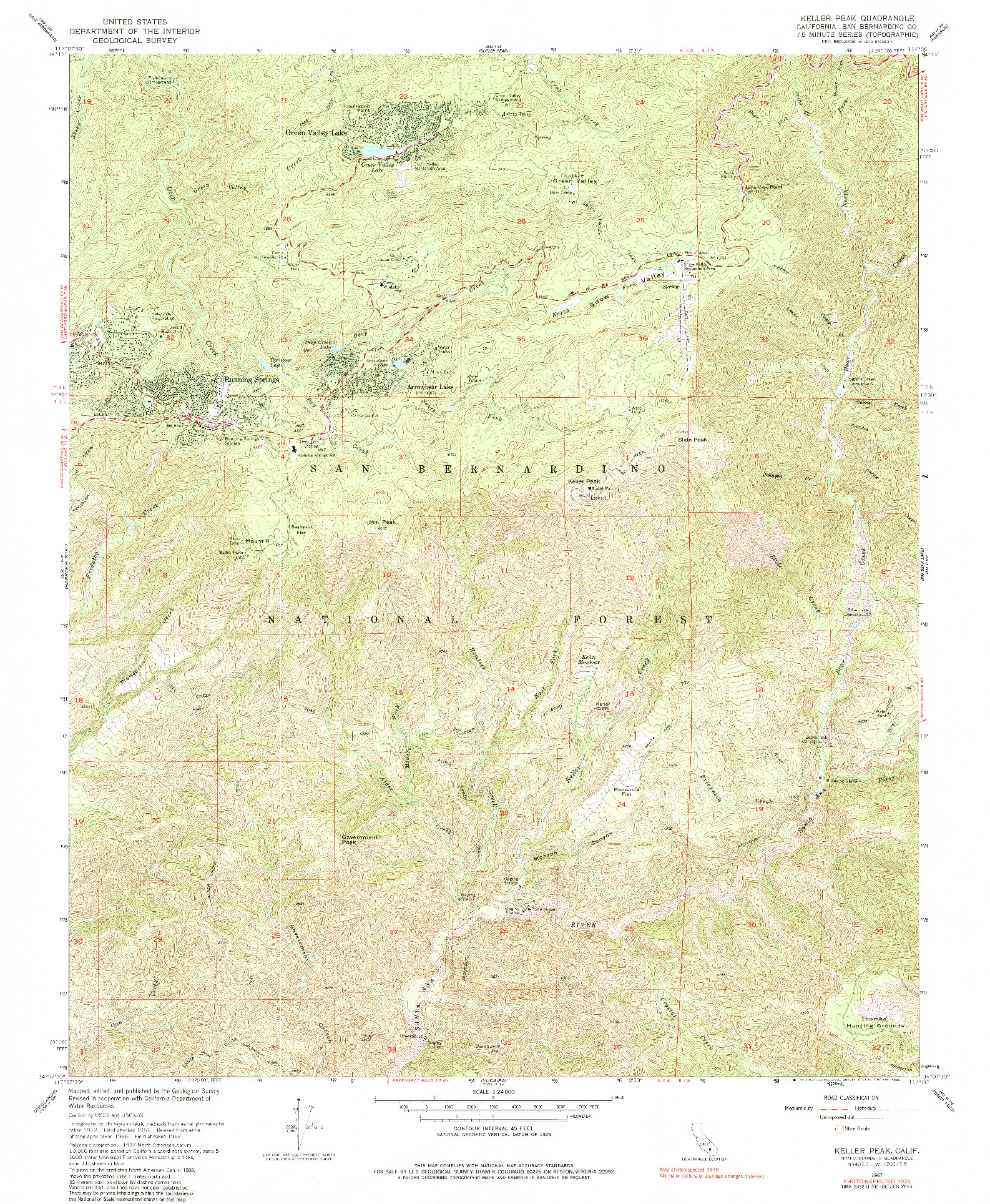 USGS 1:24000-SCALE QUADRANGLE FOR KELLER PEAK, CA 1967