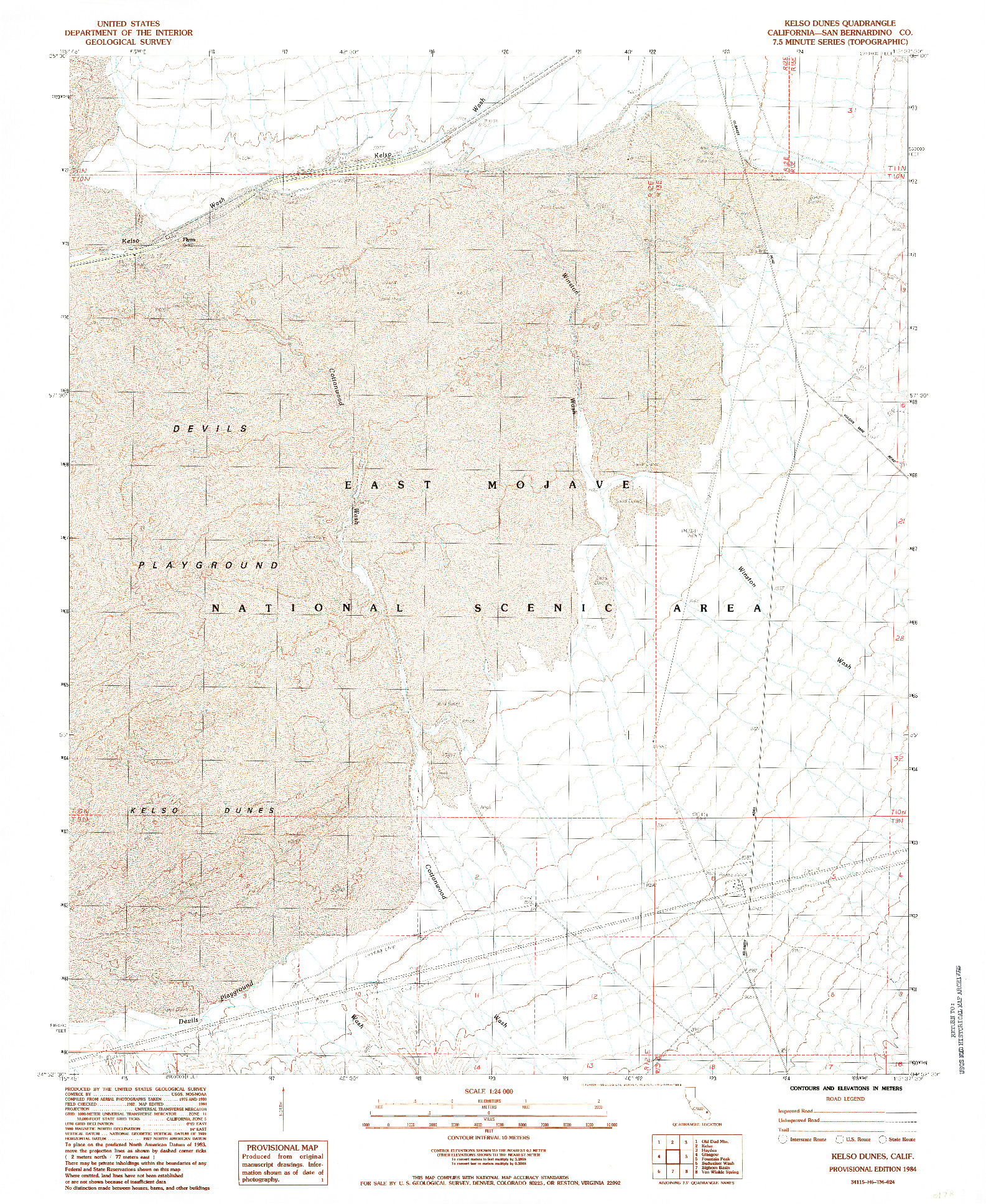 USGS 1:24000-SCALE QUADRANGLE FOR KELSO DUNES, CA 1984