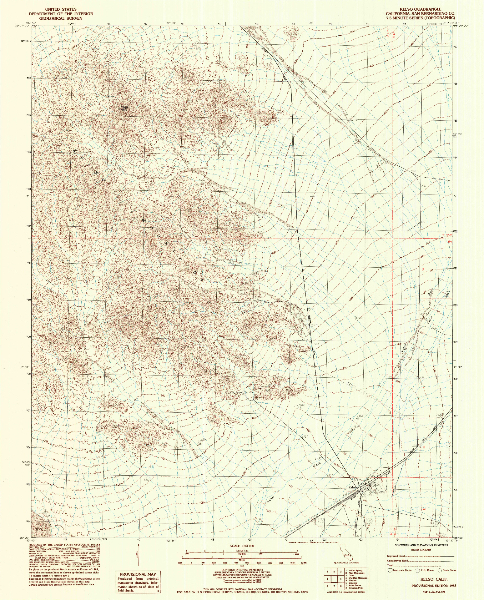 USGS 1:24000-SCALE QUADRANGLE FOR KELSO, CA 1983