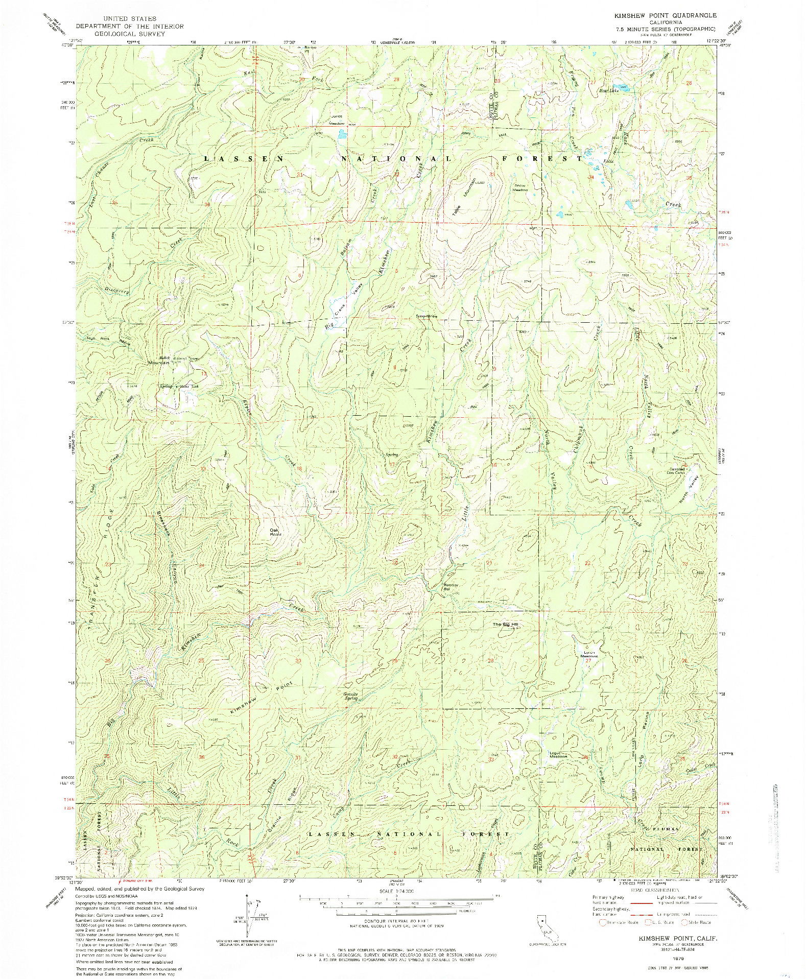 USGS 1:24000-SCALE QUADRANGLE FOR KIMSHEW POINT, CA 1979