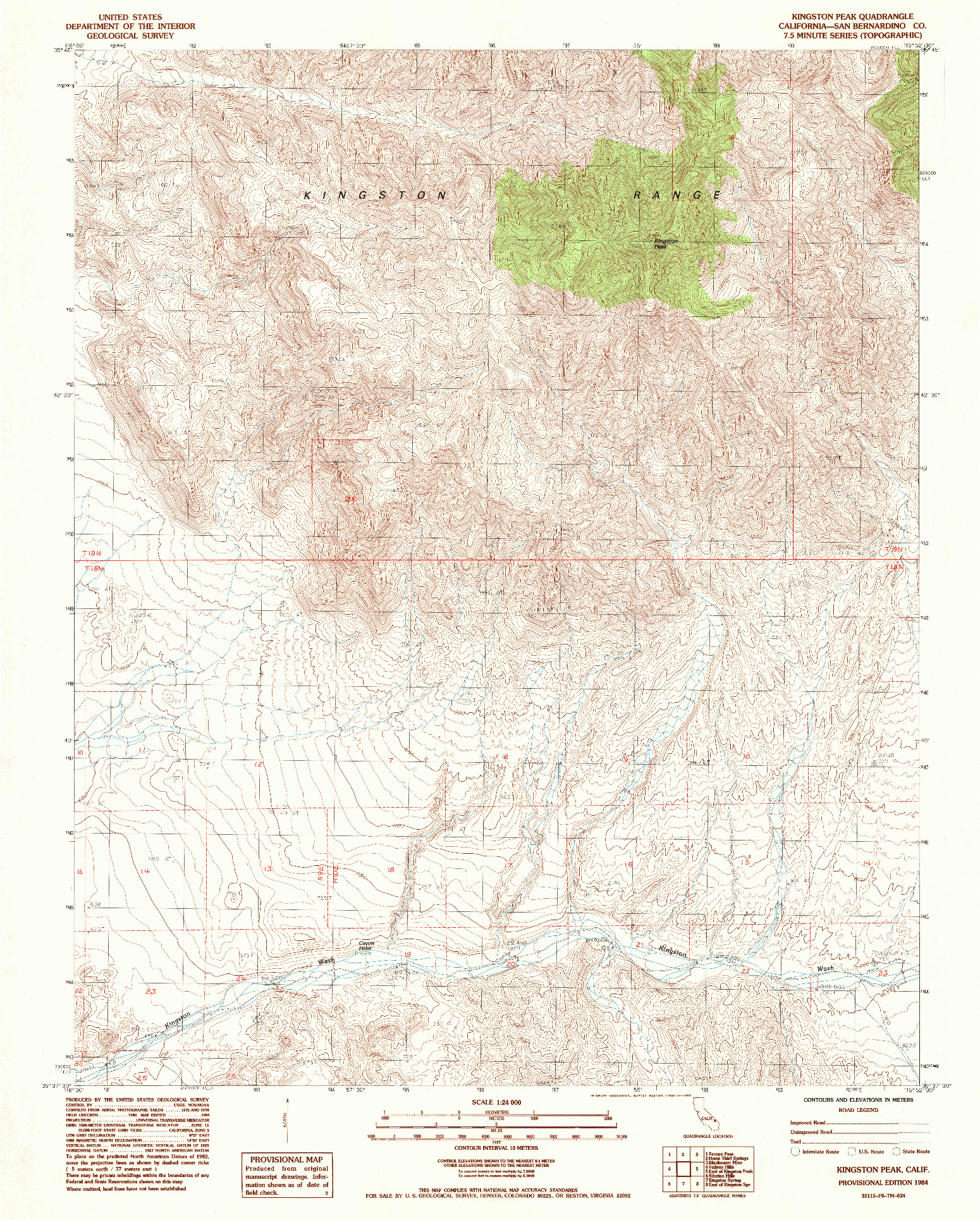 USGS 1:24000-SCALE QUADRANGLE FOR KINGSTON PEAK, CA 1984