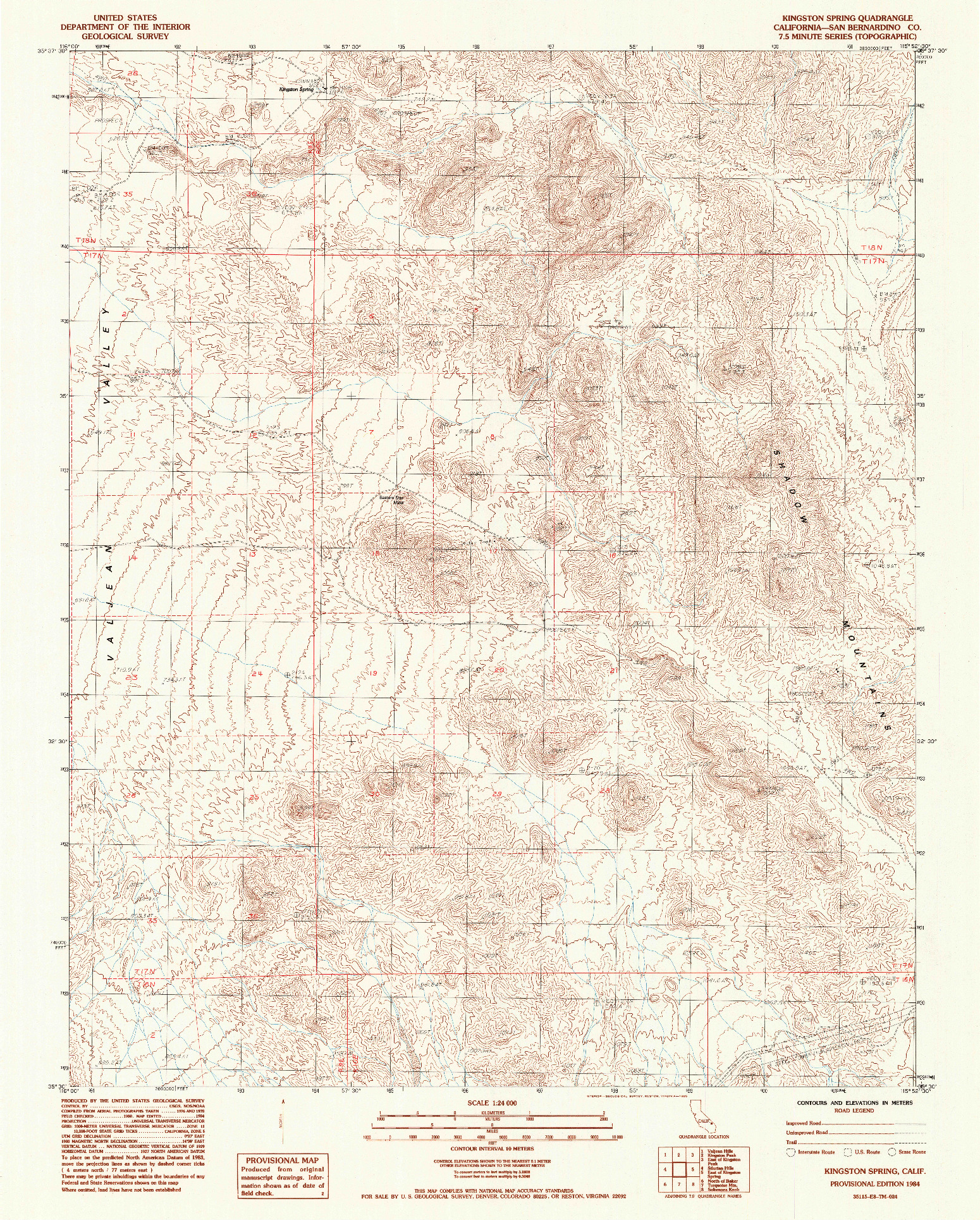USGS 1:24000-SCALE QUADRANGLE FOR KINGSTON SPRING, CA 1984