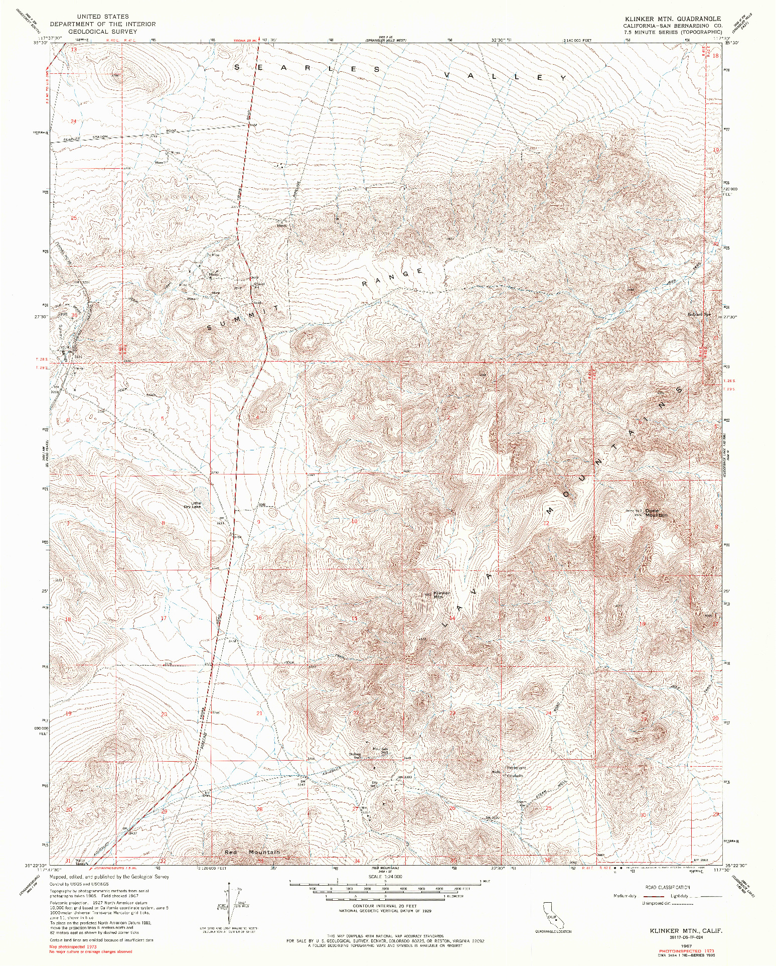 USGS 1:24000-SCALE QUADRANGLE FOR KLINKER MTN, CA 1967