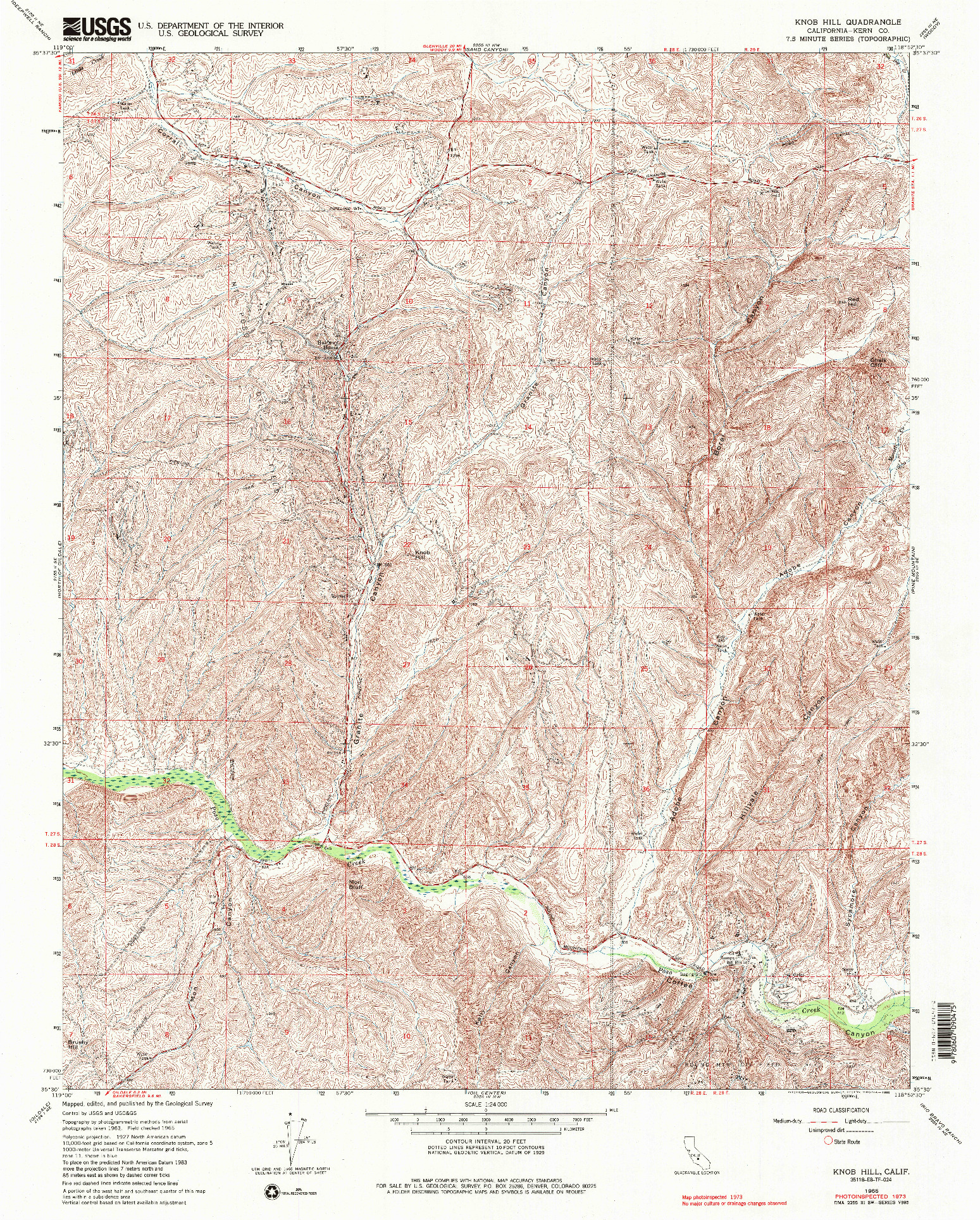USGS 1:24000-SCALE QUADRANGLE FOR KNOB HILL, CA 1965