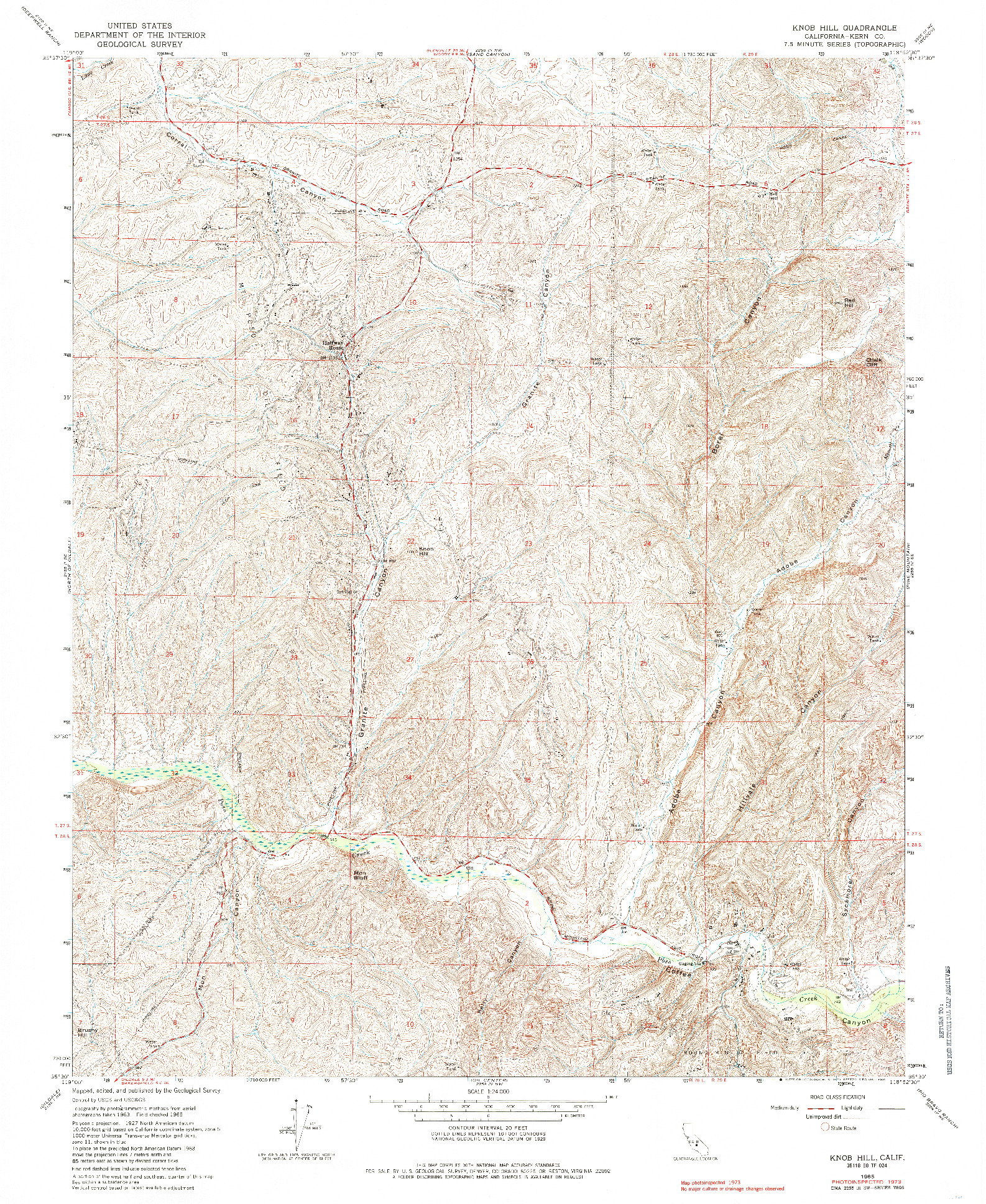 USGS 1:24000-SCALE QUADRANGLE FOR KNOB HILL, CA 1965