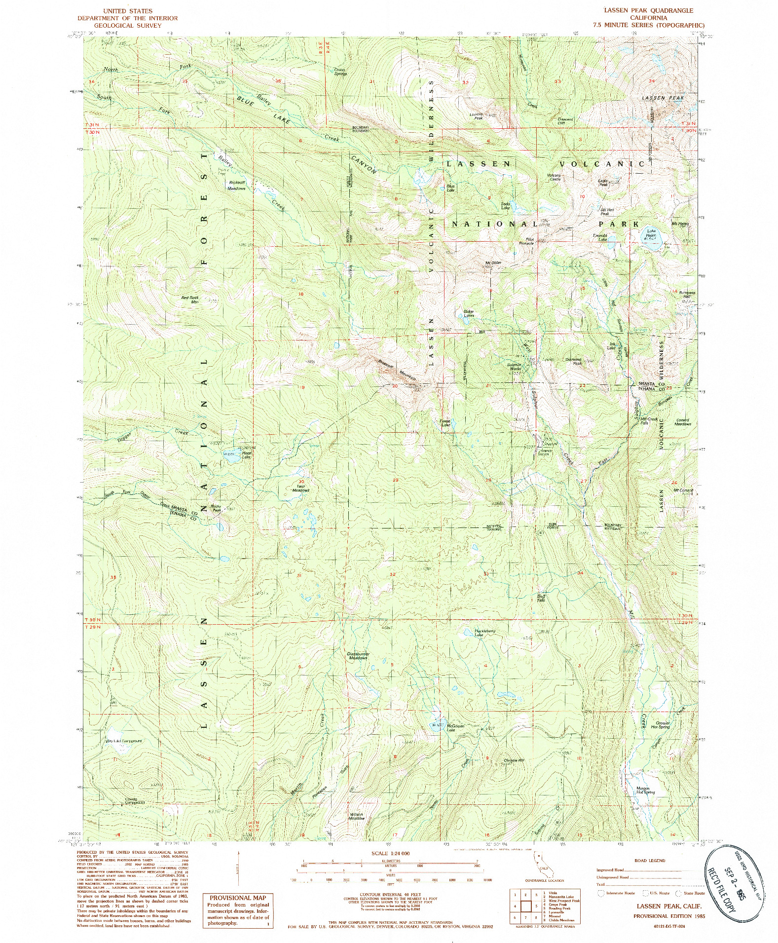 USGS 1:24000-SCALE QUADRANGLE FOR LASSEN PEAK, CA 1985