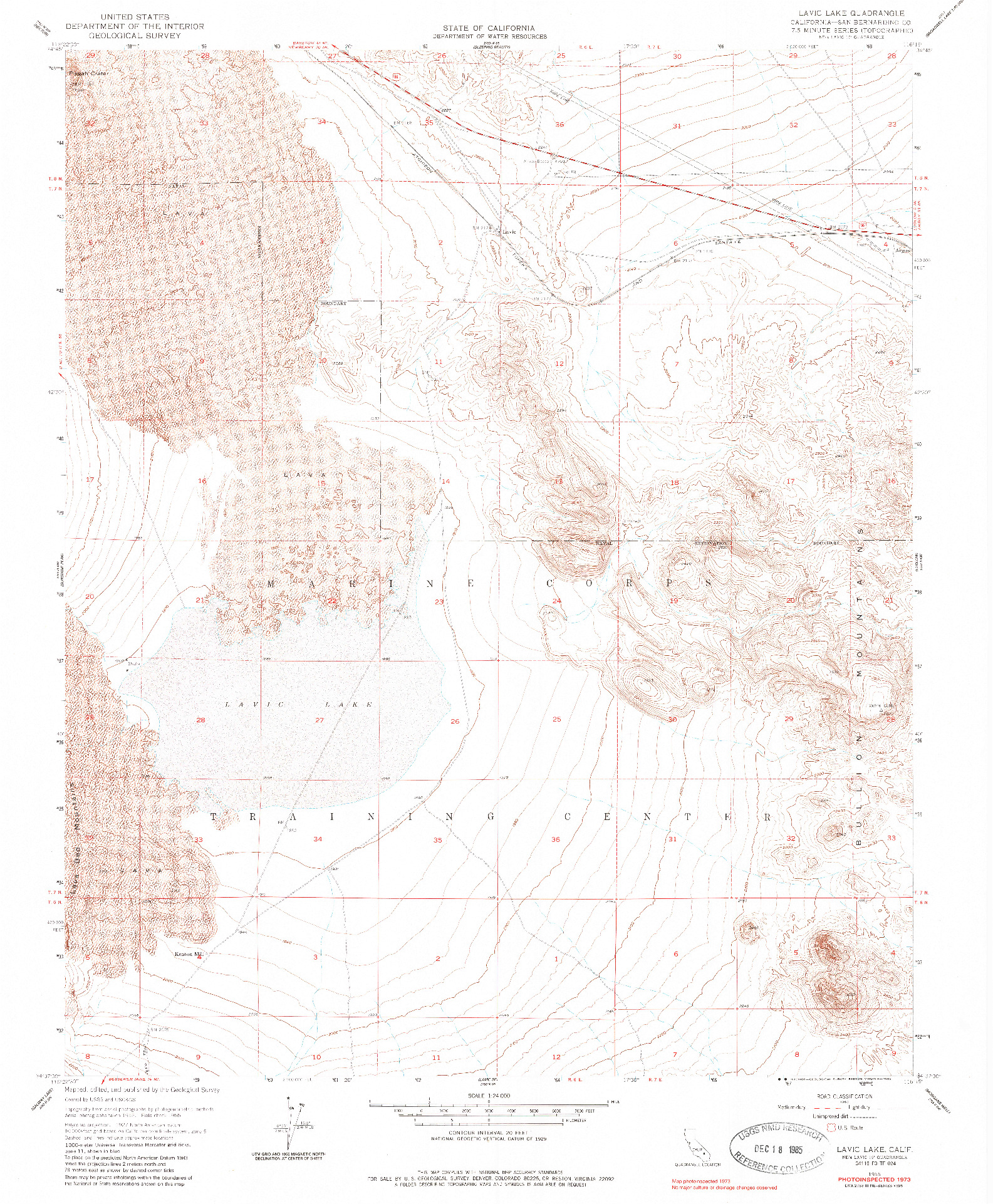 USGS 1:24000-SCALE QUADRANGLE FOR LAVIC LAKE, CA 1955