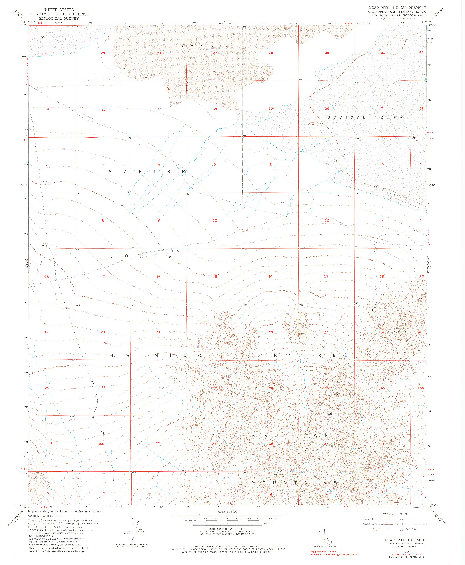 USGS 1:24000-SCALE QUADRANGLE FOR LEAD MOUNTAIN NE, CA 1955