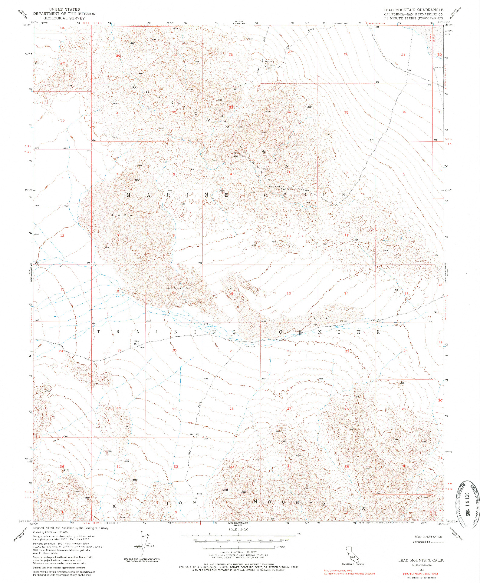 USGS 1:24000-SCALE QUADRANGLE FOR LEAD MOUNTAIN, CA 1955