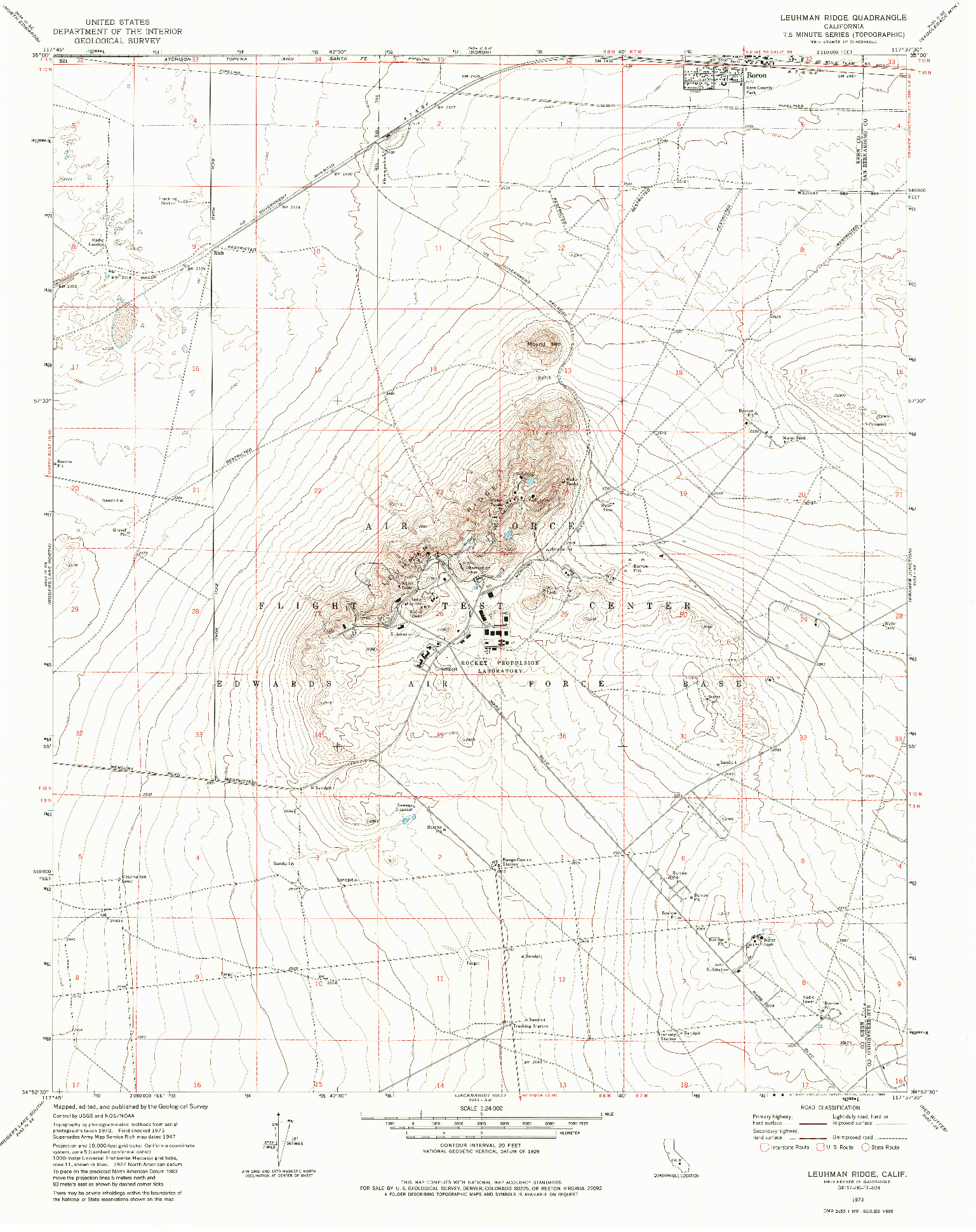 USGS 1:24000-SCALE QUADRANGLE FOR LEUHMAN RIDGE, CA 1973