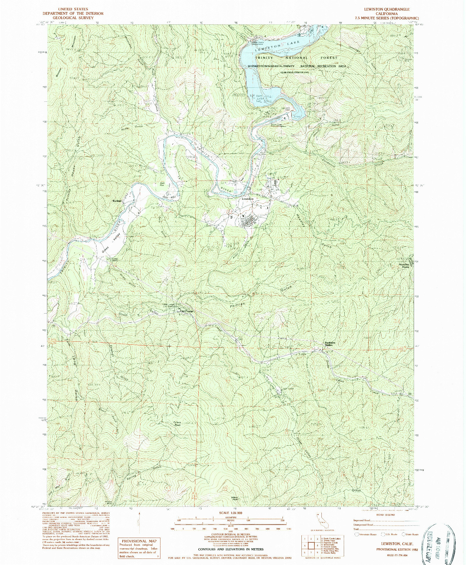 USGS 1:24000-SCALE QUADRANGLE FOR LEWISTON, CA 1982