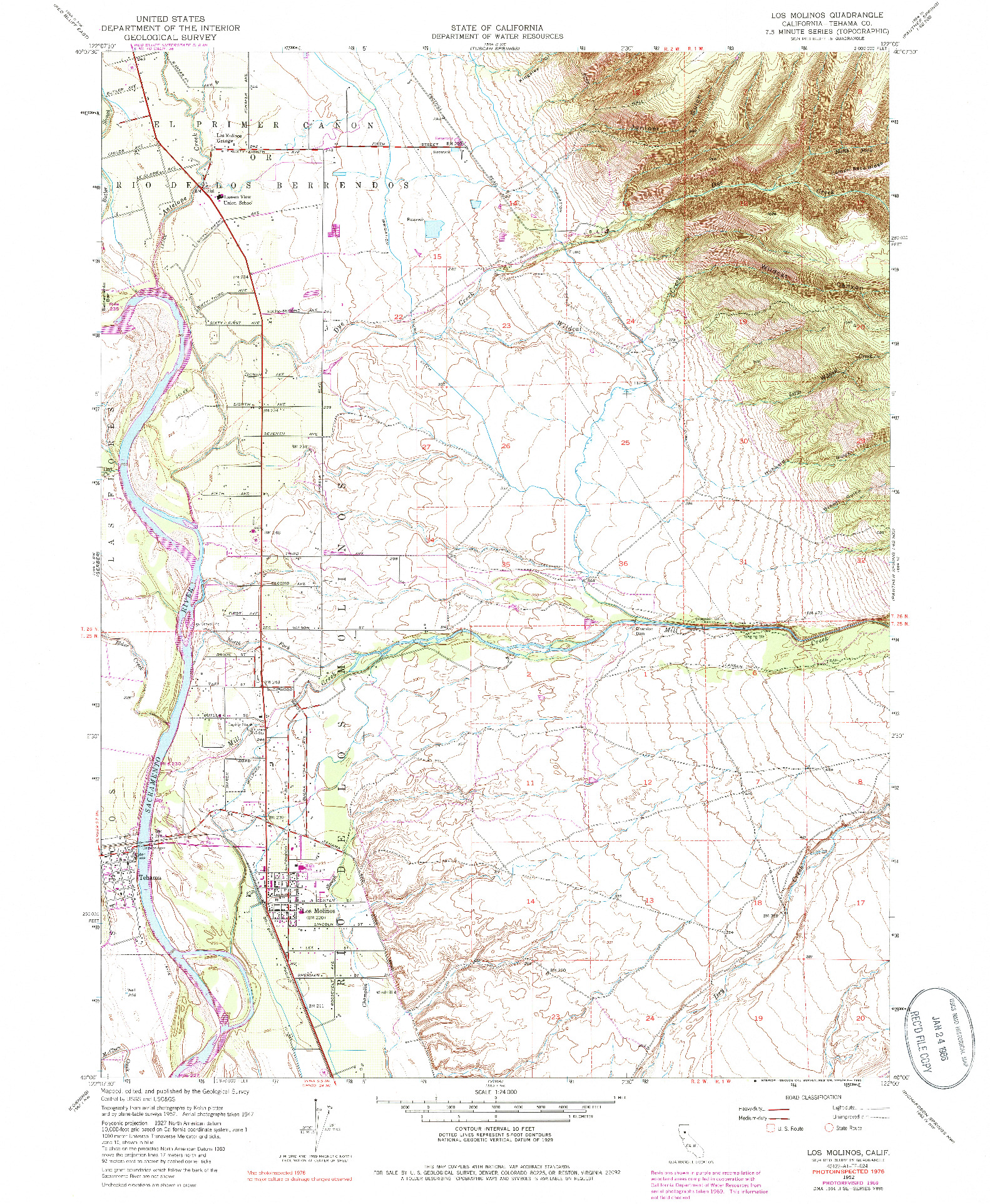 USGS 1:24000-SCALE QUADRANGLE FOR LOS MOLINOS, CA 1952