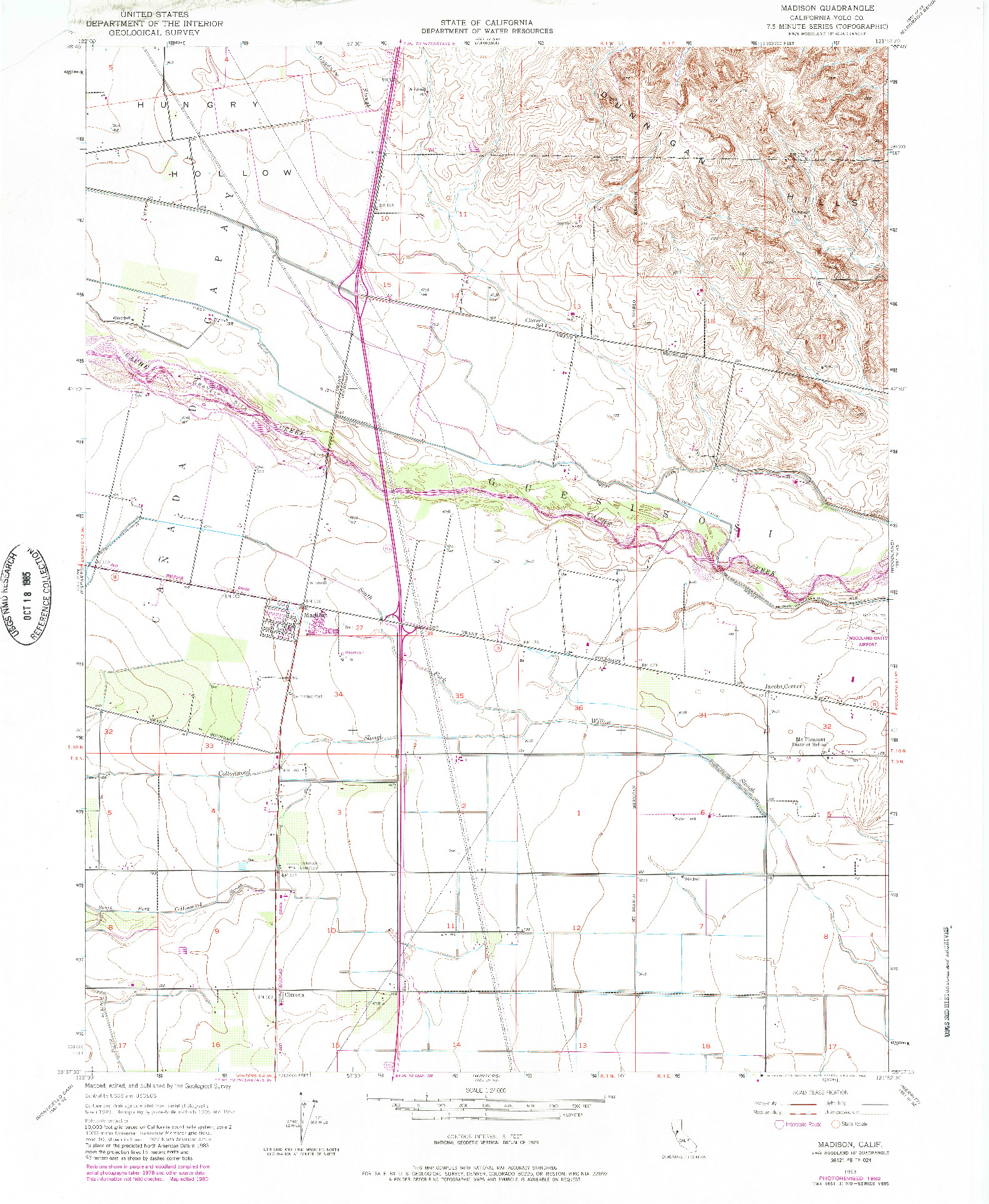 USGS 1:24000-SCALE QUADRANGLE FOR MADISON, CA 1953