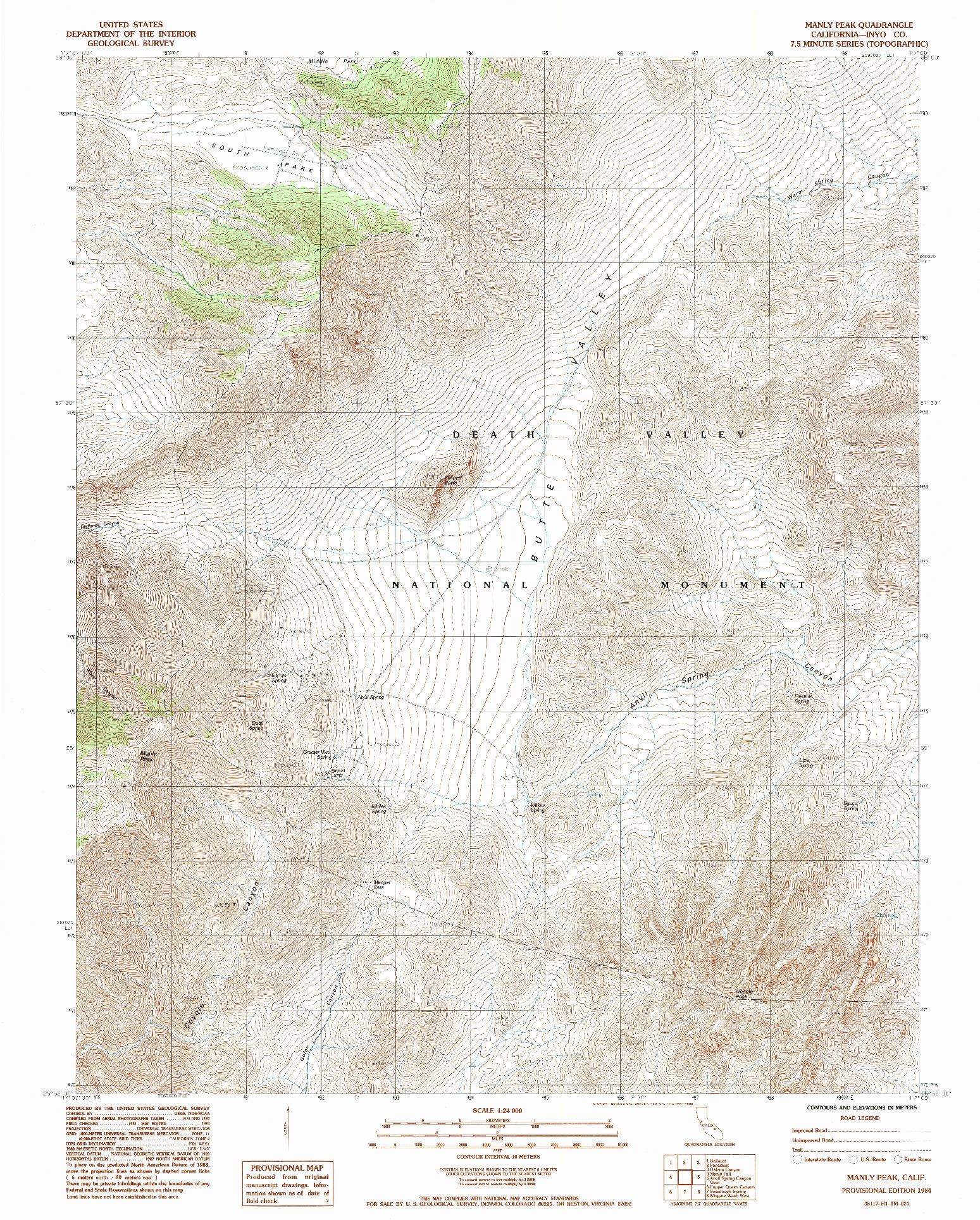 USGS 1:24000-SCALE QUADRANGLE FOR MANLY PEAK, CA 1984